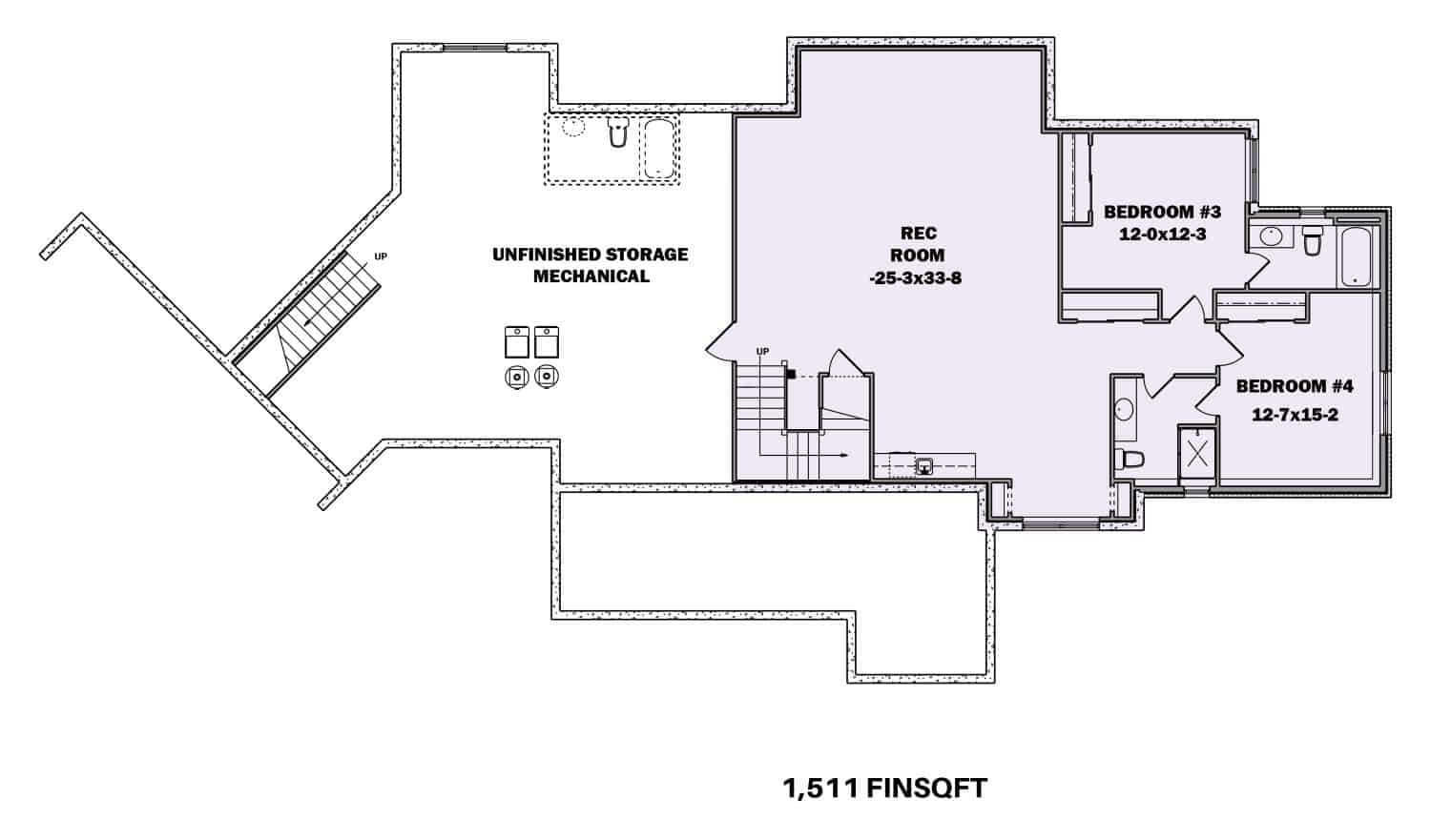 Floor Plan Basement of Ranch Plan #161-1132