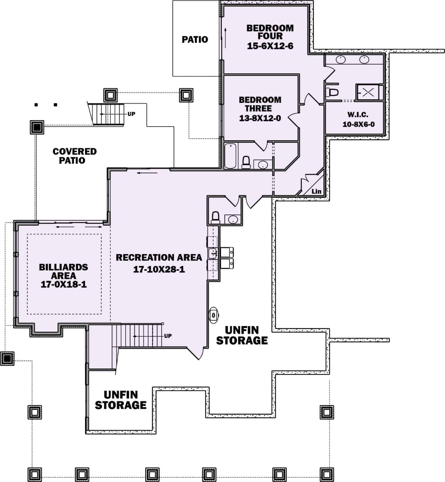 Floor Plan Basement of Ranch Plan #161-1133