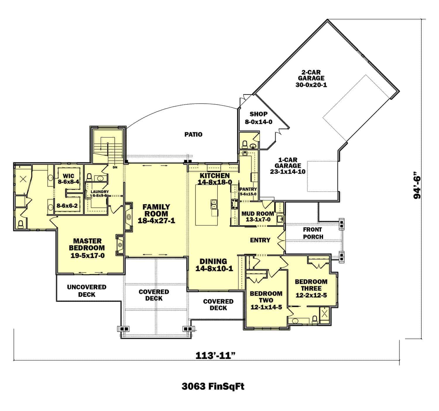 Main Level of Rustic Plan #161-1134