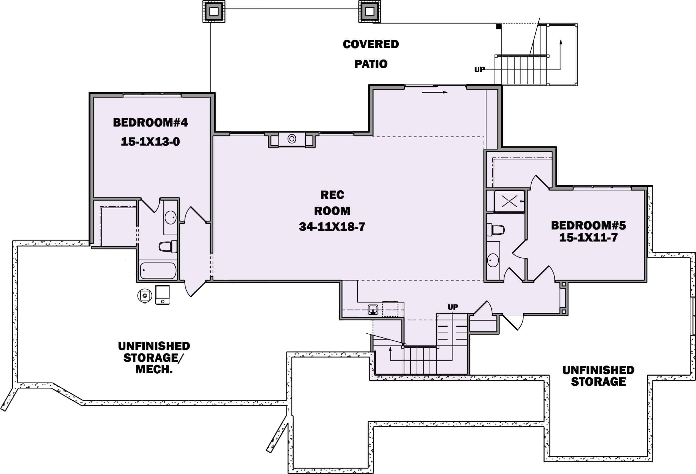 Basement of Ranch Plan #161-1135