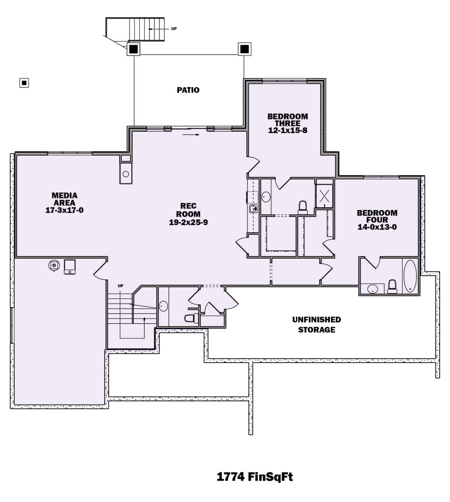 Basement of Ranch Plan #161-1136