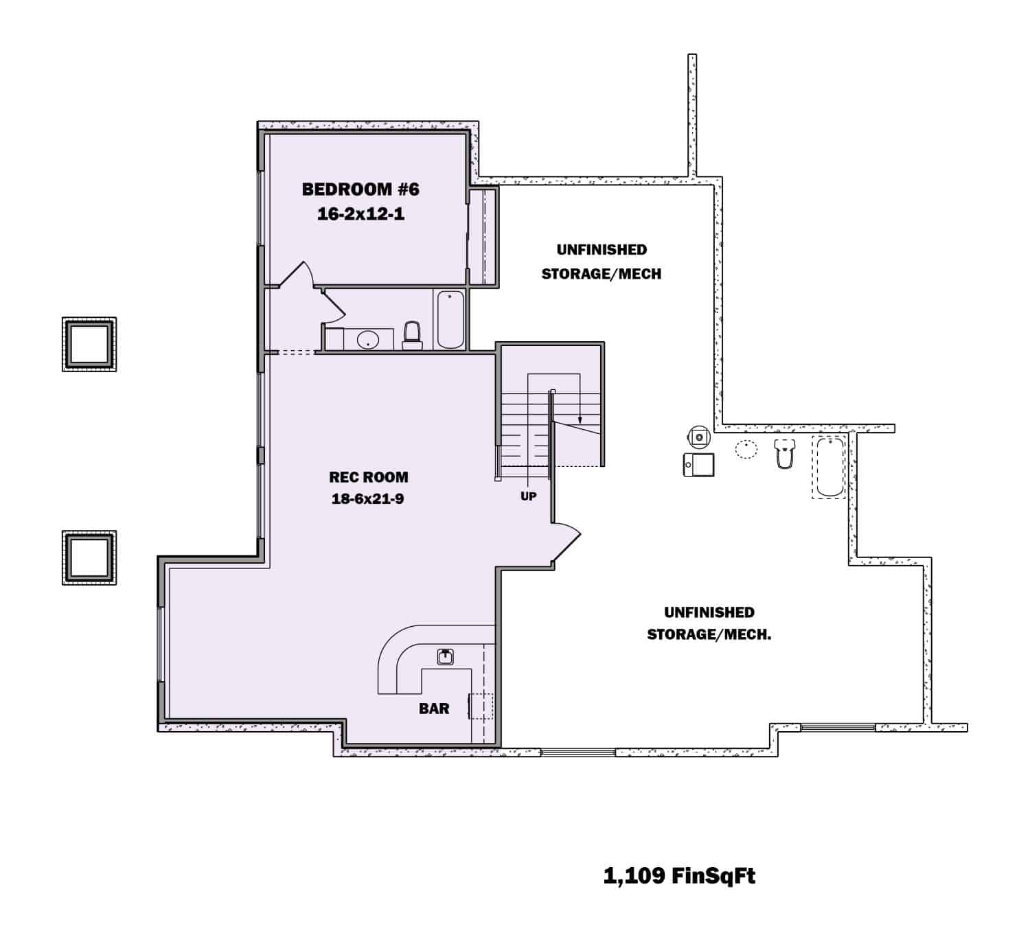 Floor Plan Basement of Ranch Plan #161-1137