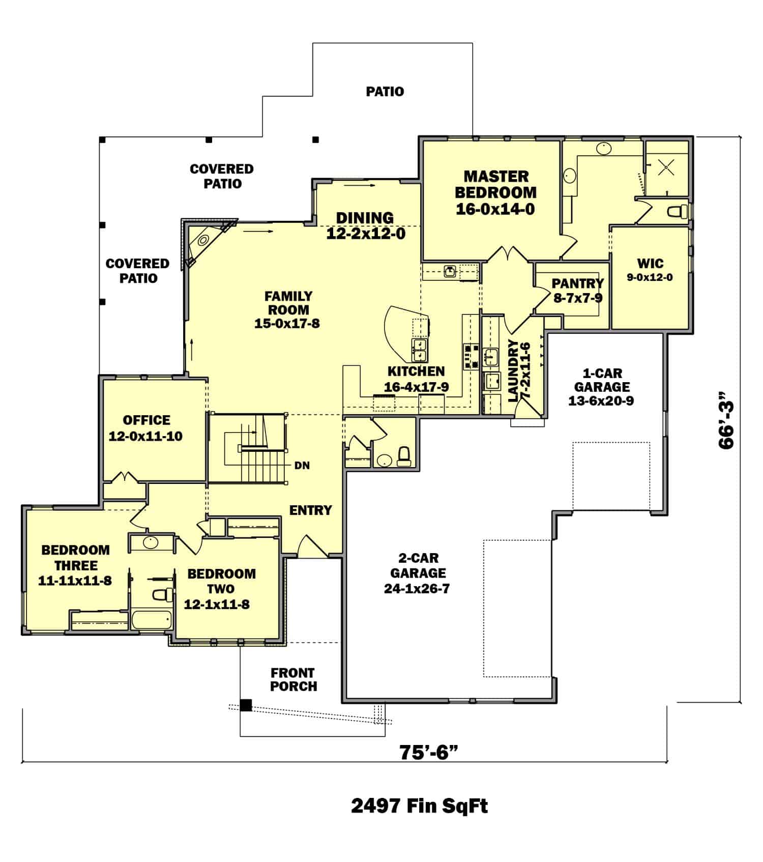 Floor Plan Main Level of Ranch Plan #161-1138