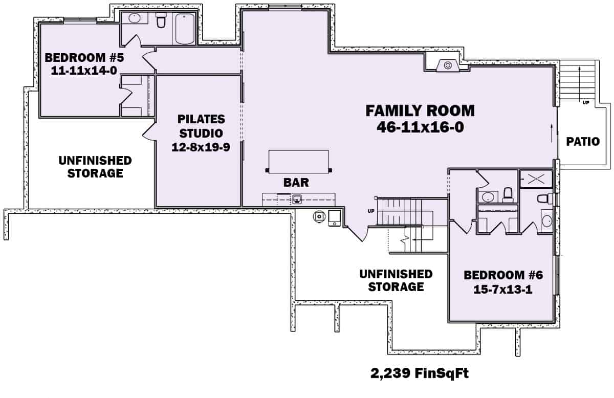 Basement of Farmhouse Plan #161-1141