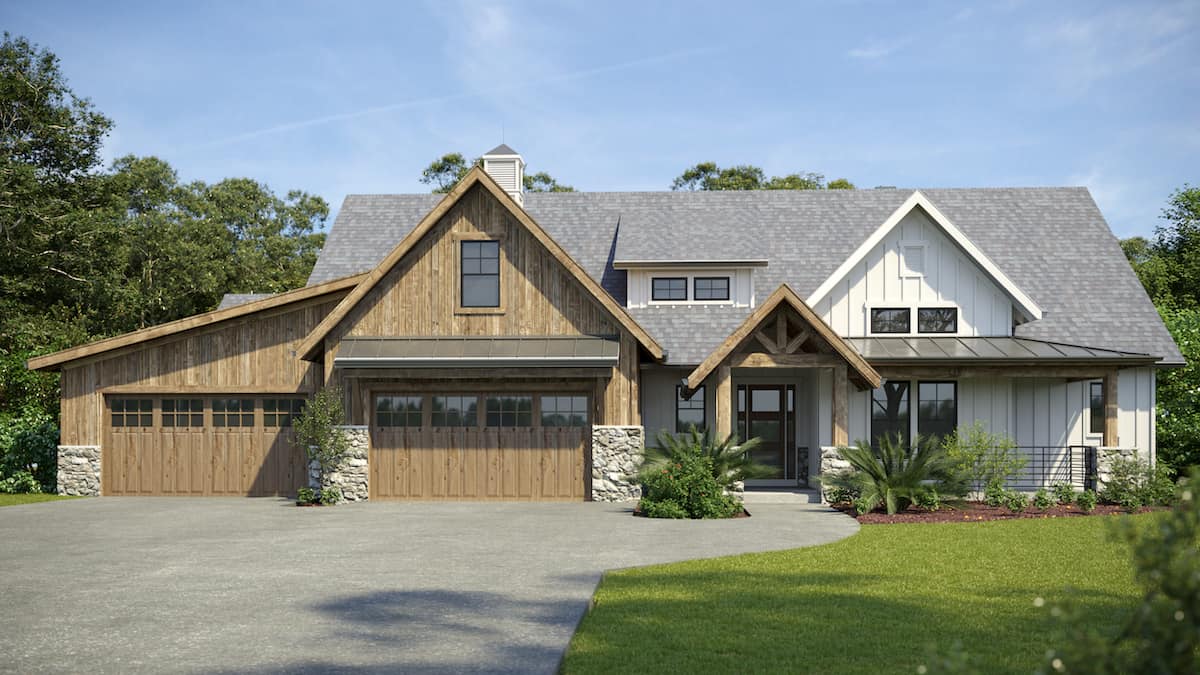 Modern Farmhouse home (ThePlanCollection: Plan #161-1141)