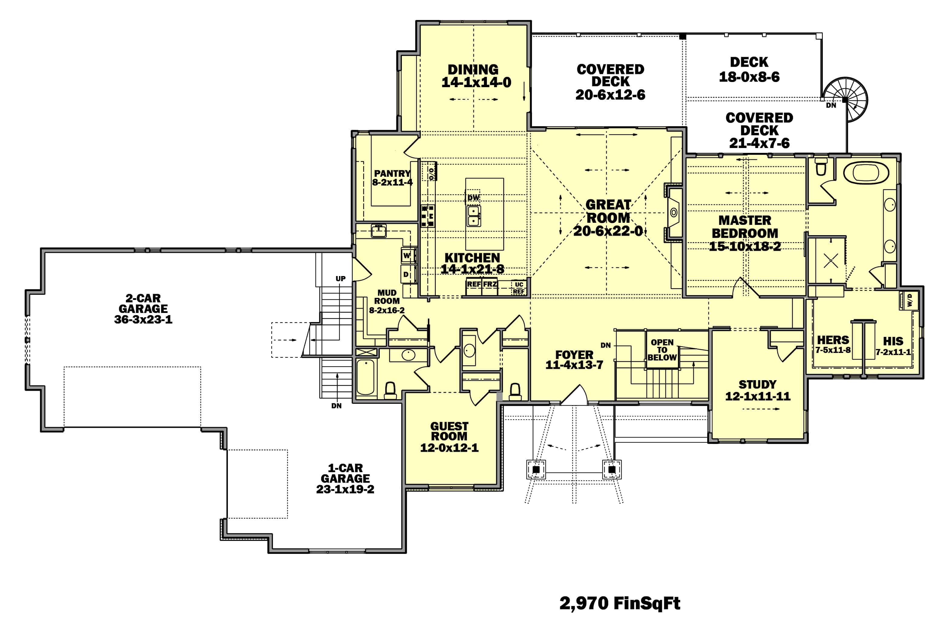 Main Level of Ranch Plan #161-1143