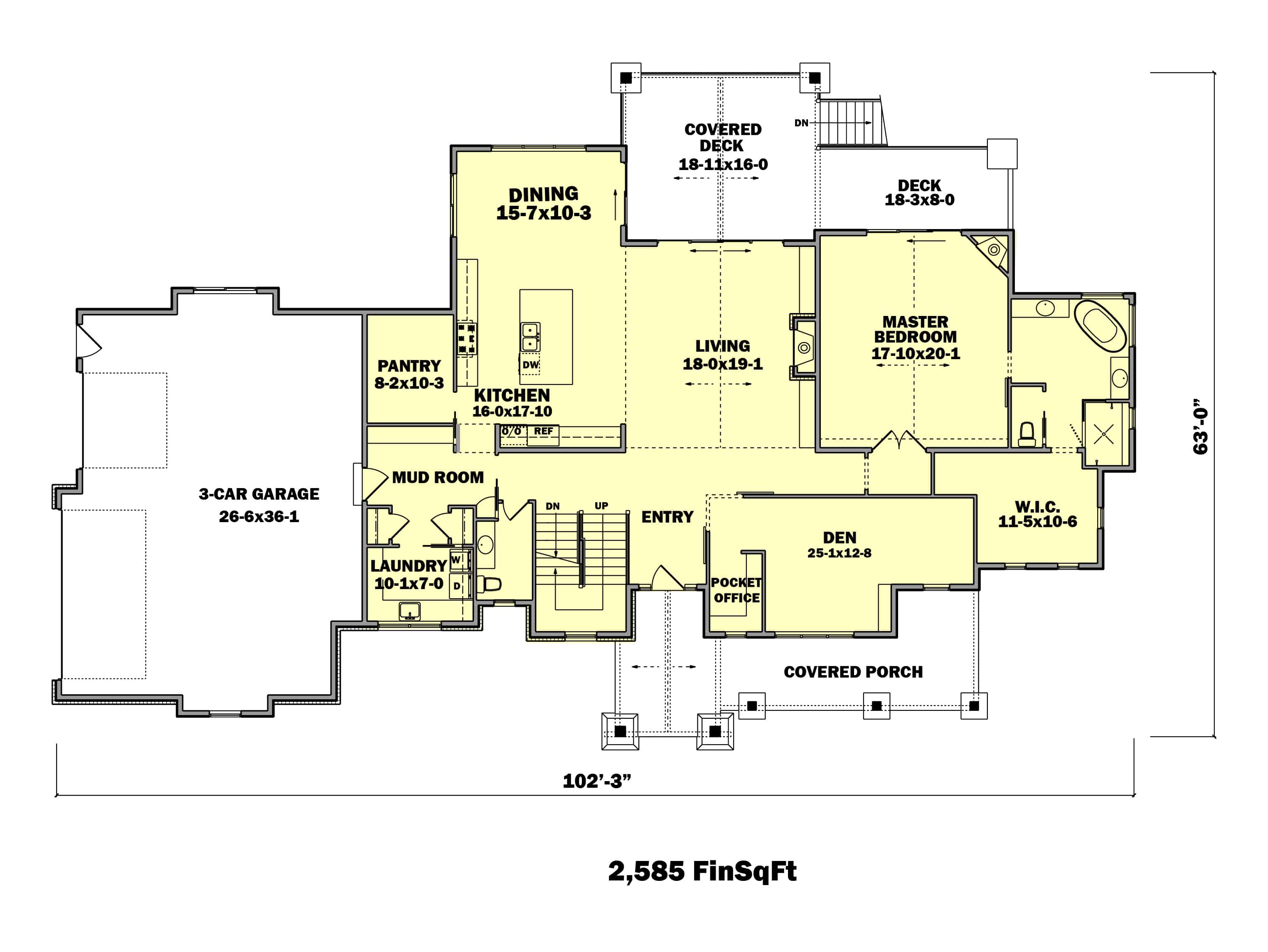 Main Level of Contemporary Plan #161-1145