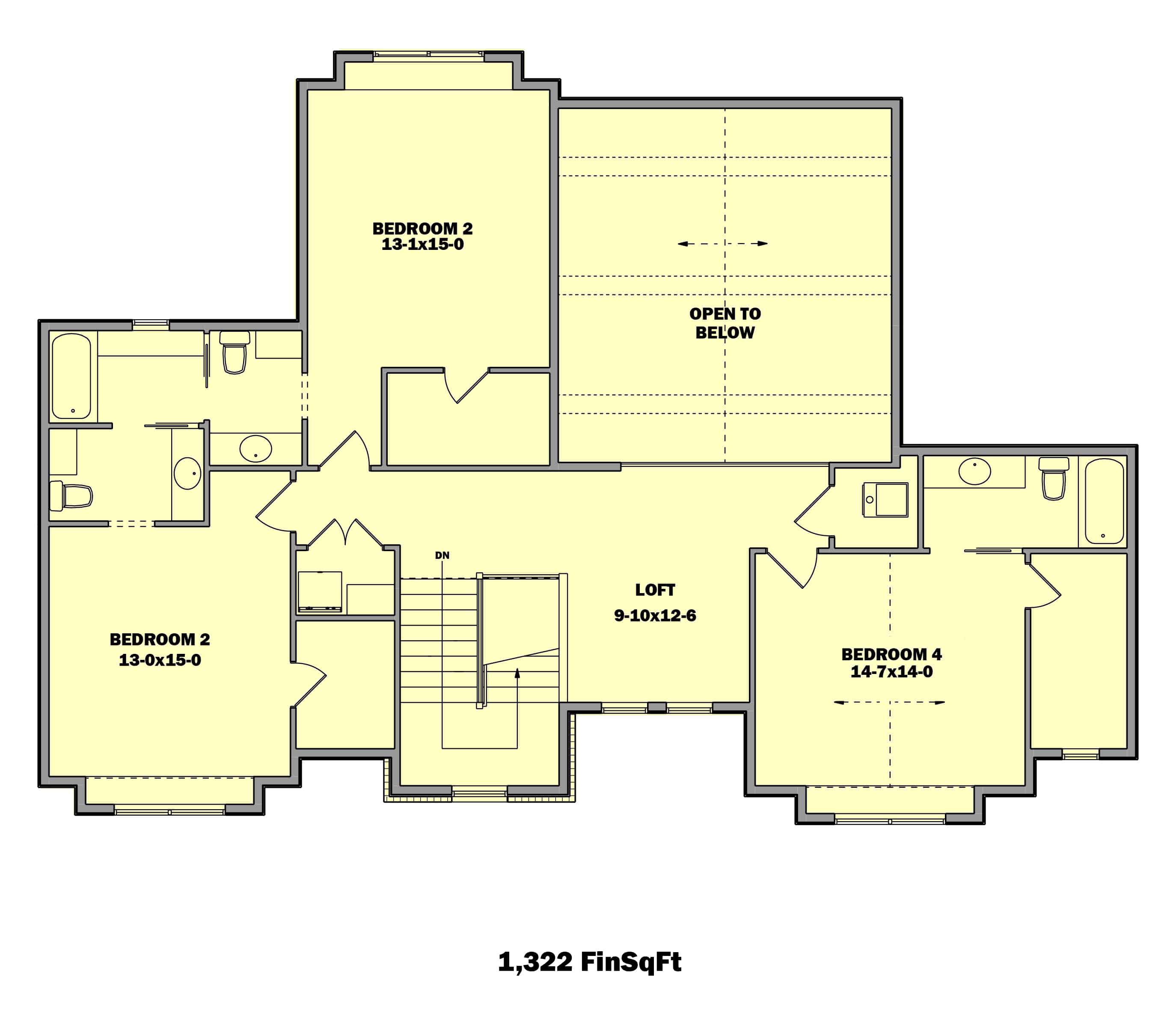 Upper Level of Contemporary Plan #161-1145