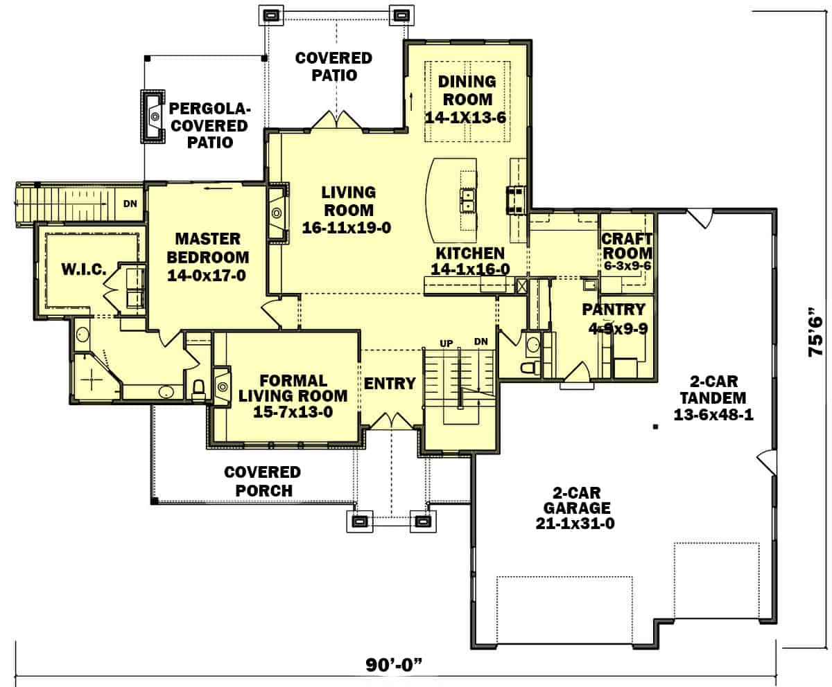 Main Level of Contemporary Plan #161-1149