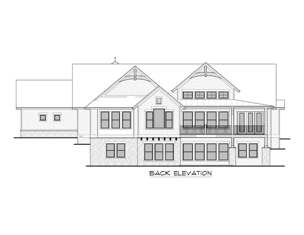 Home Plan Rear Elevation of this 2-Bedroom,2627 Sq Ft Plan -161-1150