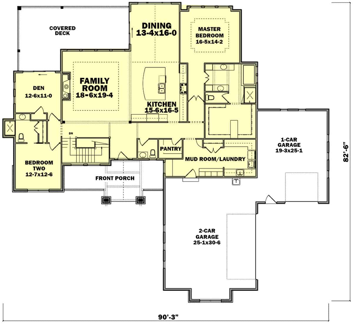 Main Level of Ranch Plan #161-1150