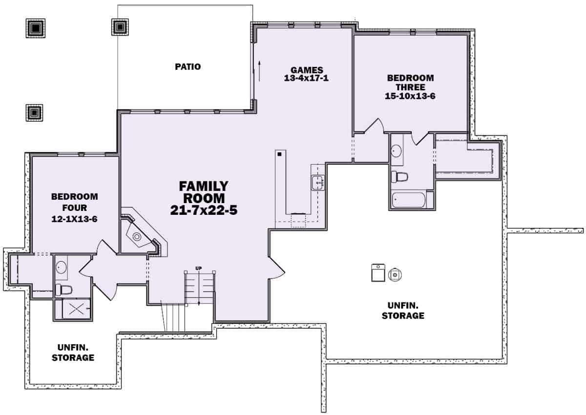 Basement of Ranch Plan #161-1150