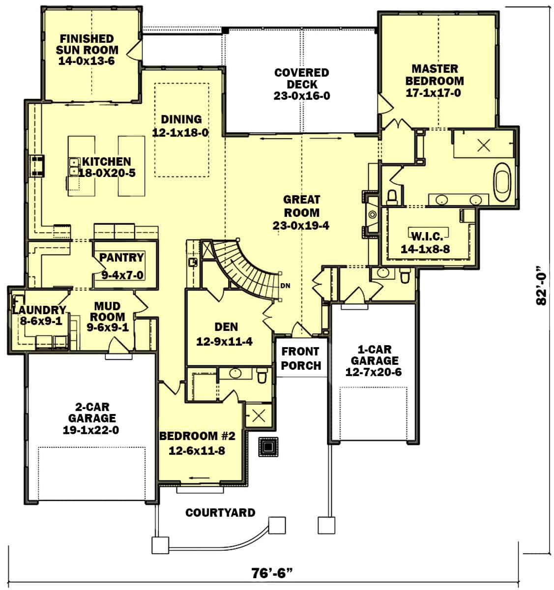 Main Level of Contemporary Plan #161-1152