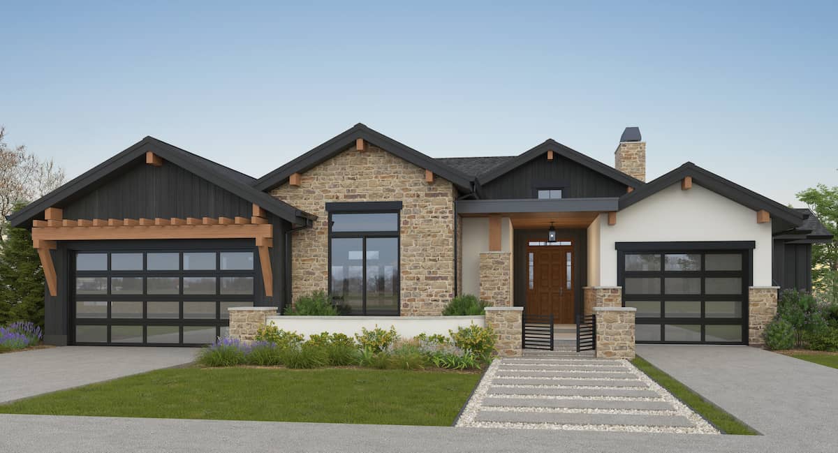 Contemporary Ranch style house (ThePlanCollection: Plan #161-1152)
