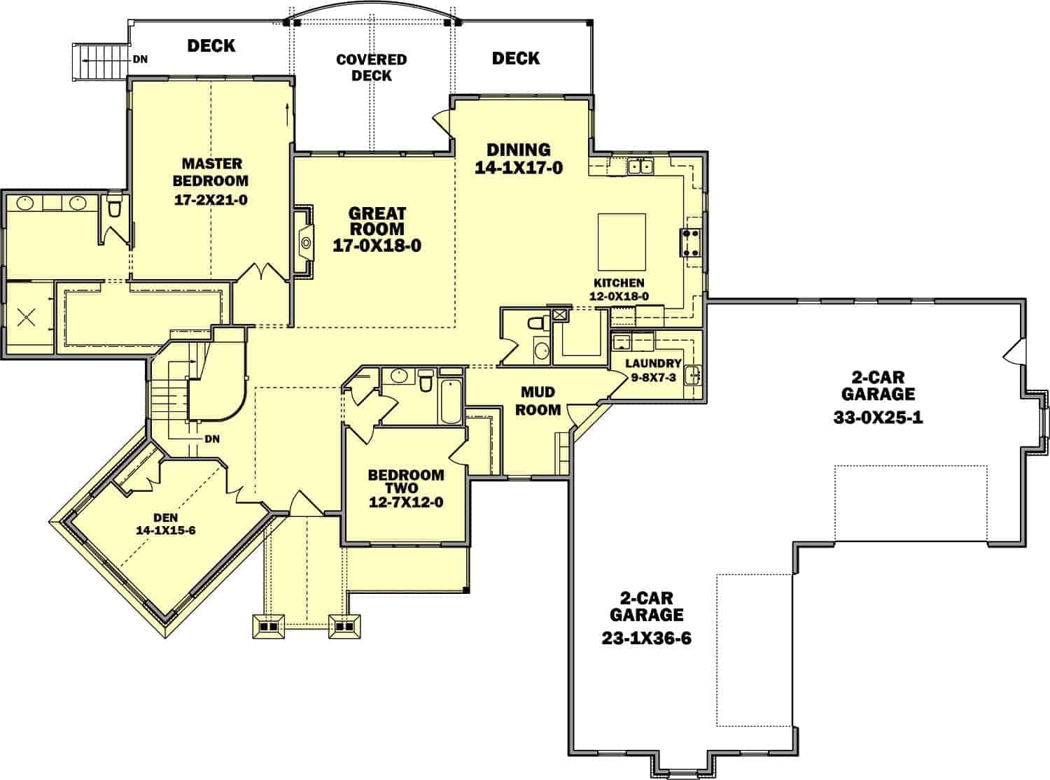 Main Level of Ranch Plan #161-1154