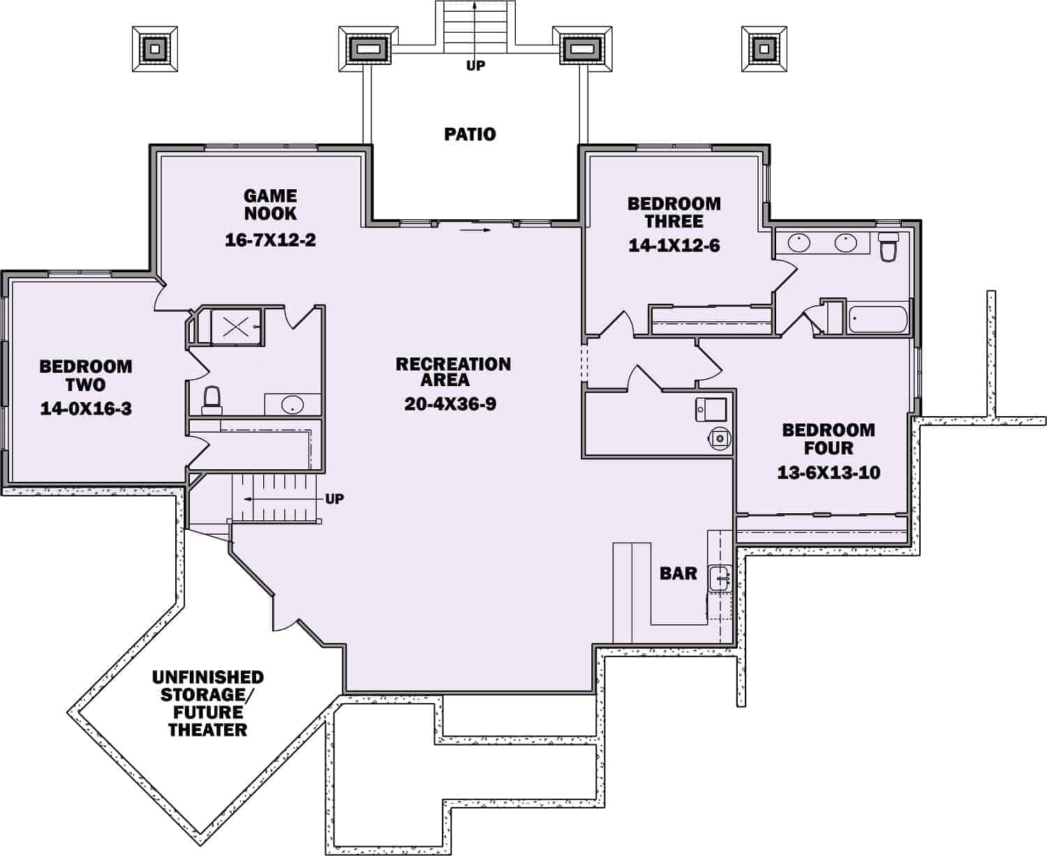 Basement of Ranch Plan #161-1154