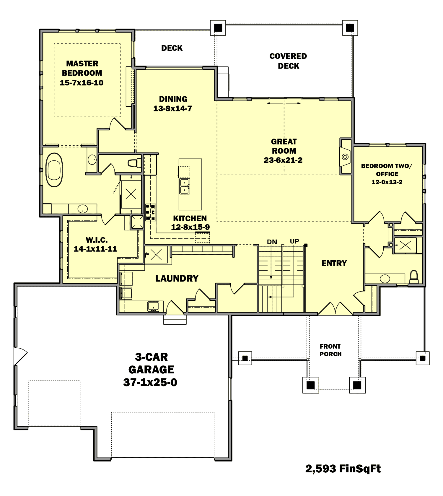 Main Level of Farmhouse Plan #161-1155