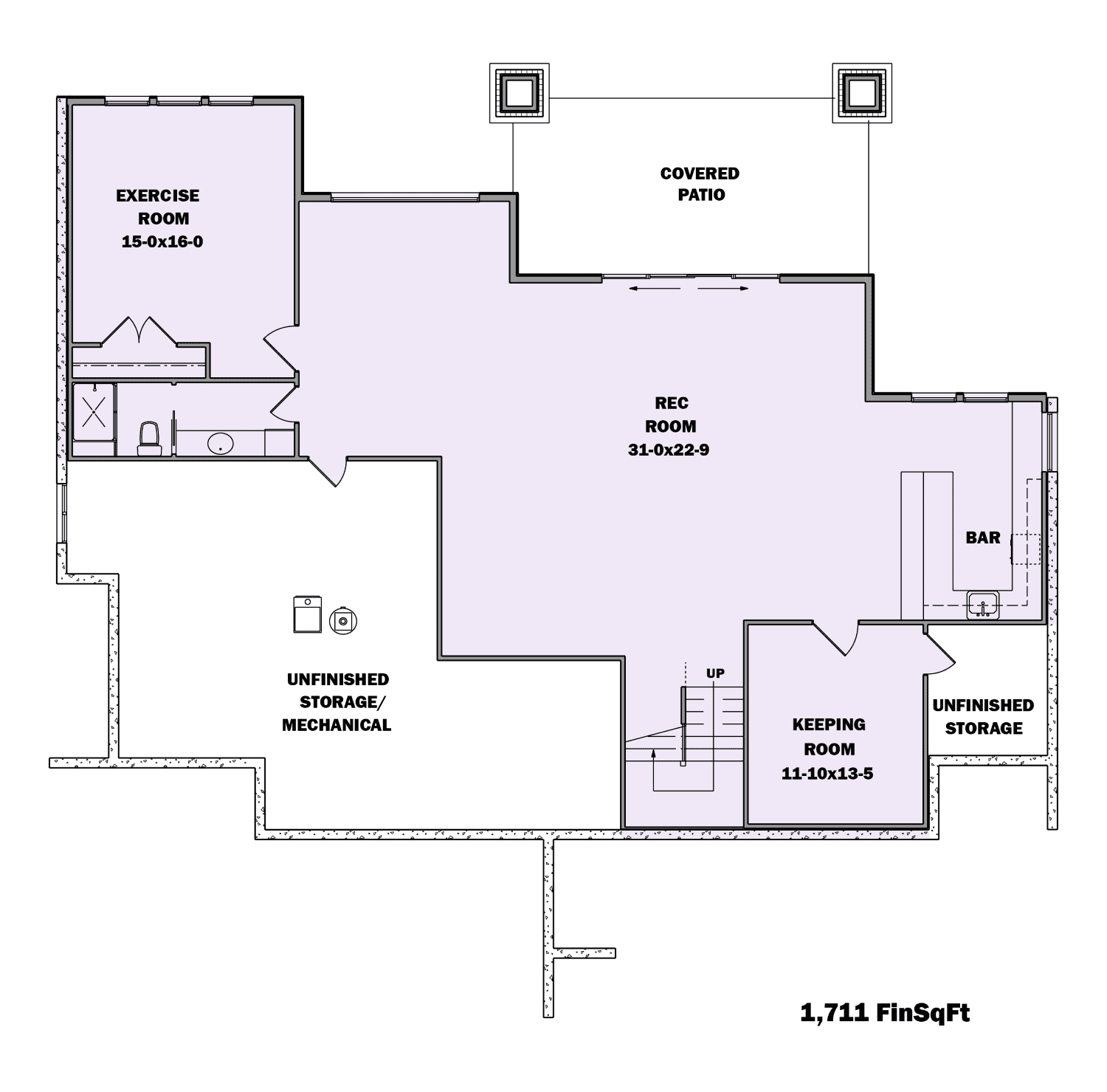 Basement of Farmhouse Plan #161-1155