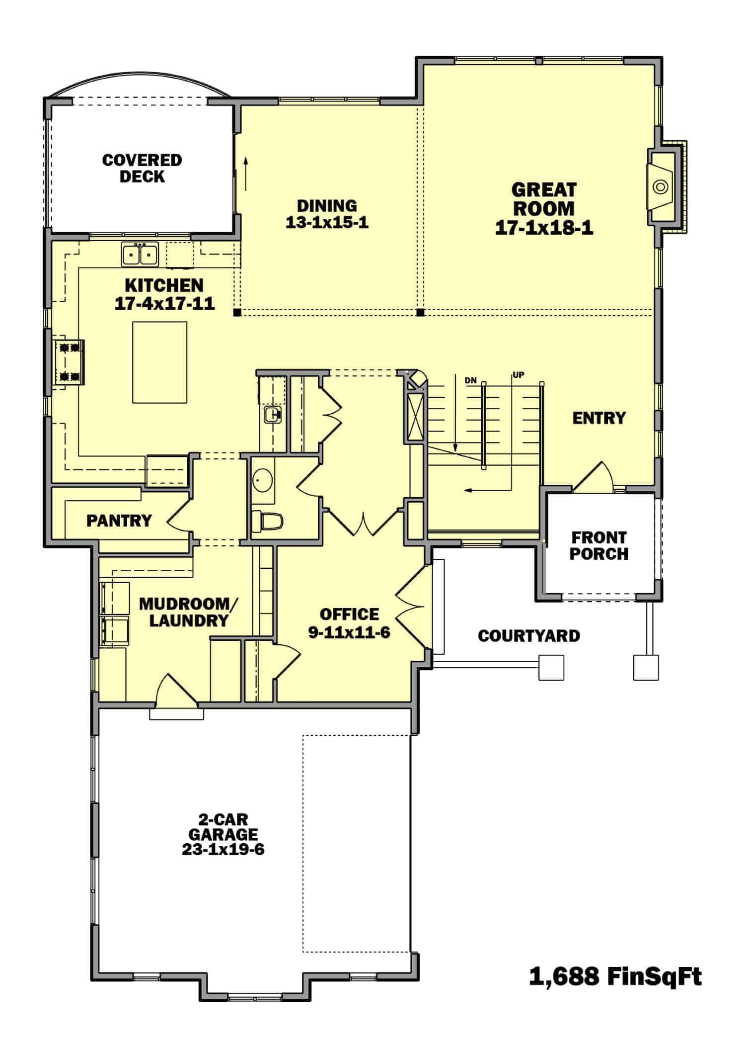 Main Level of Mediterranean Plan #161-1156
