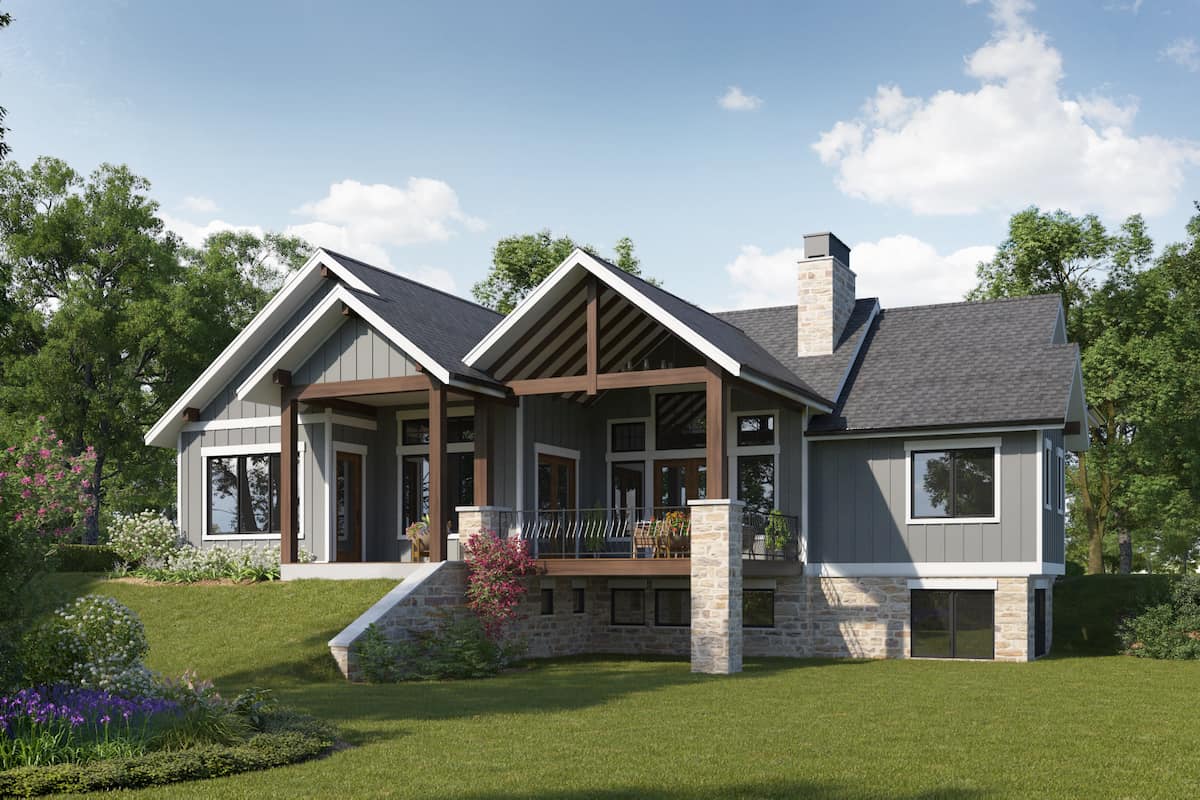Rear View of this 2-Bedroom, 2042 Sq Ft Plan - 161-1157