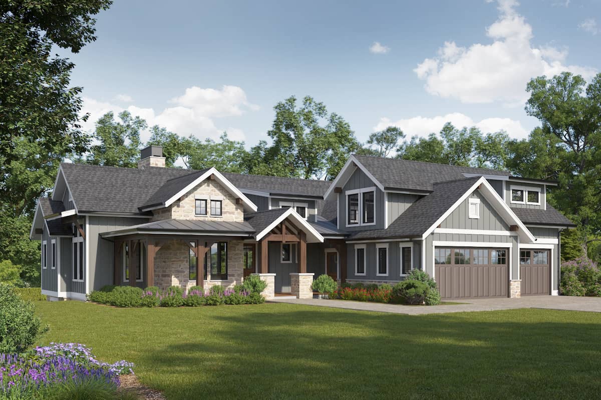 Contemporary Ranch style home (ThePlanCollection: Plan #161-1157)