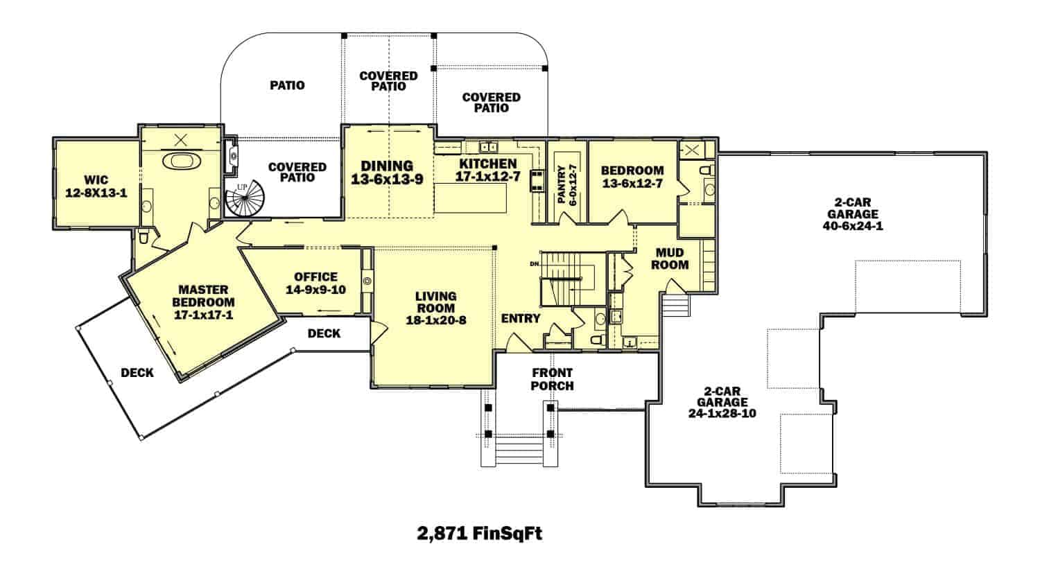 Main Level of Contemporary Plan #161-1158