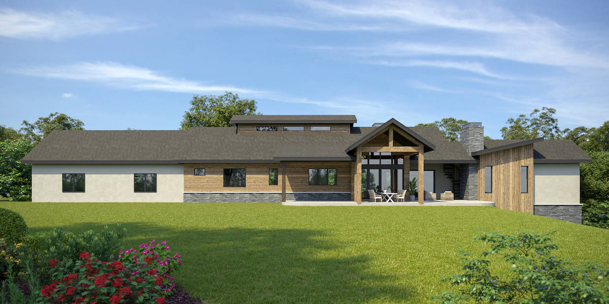 Rear View of this 2-Bedroom, 2871 Sq Ft Plan - 161-1158