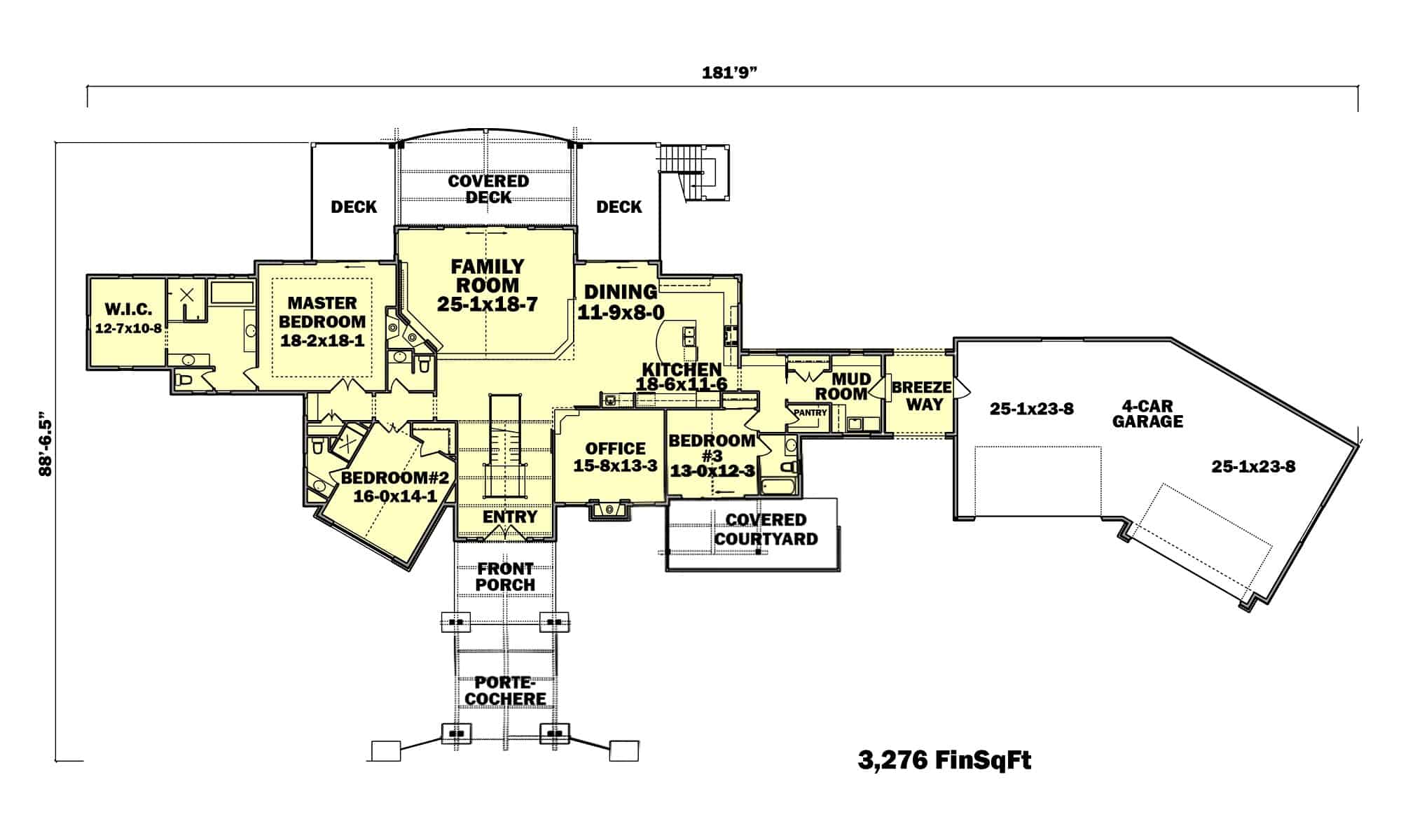 Main Level of Ranch Plan #161-1161