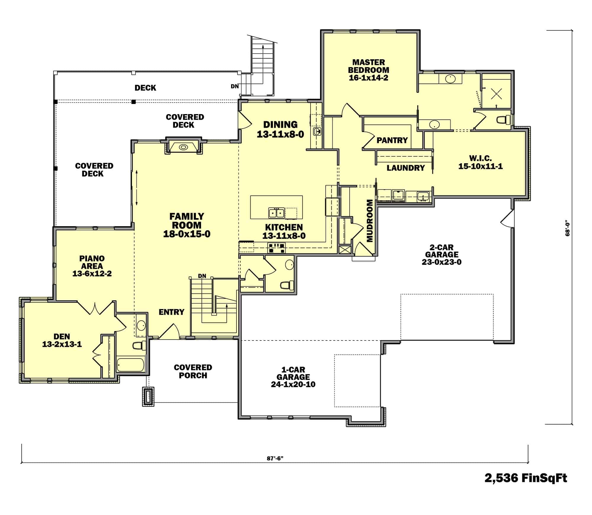 Main Level of Contemporary Plan #161-1162
