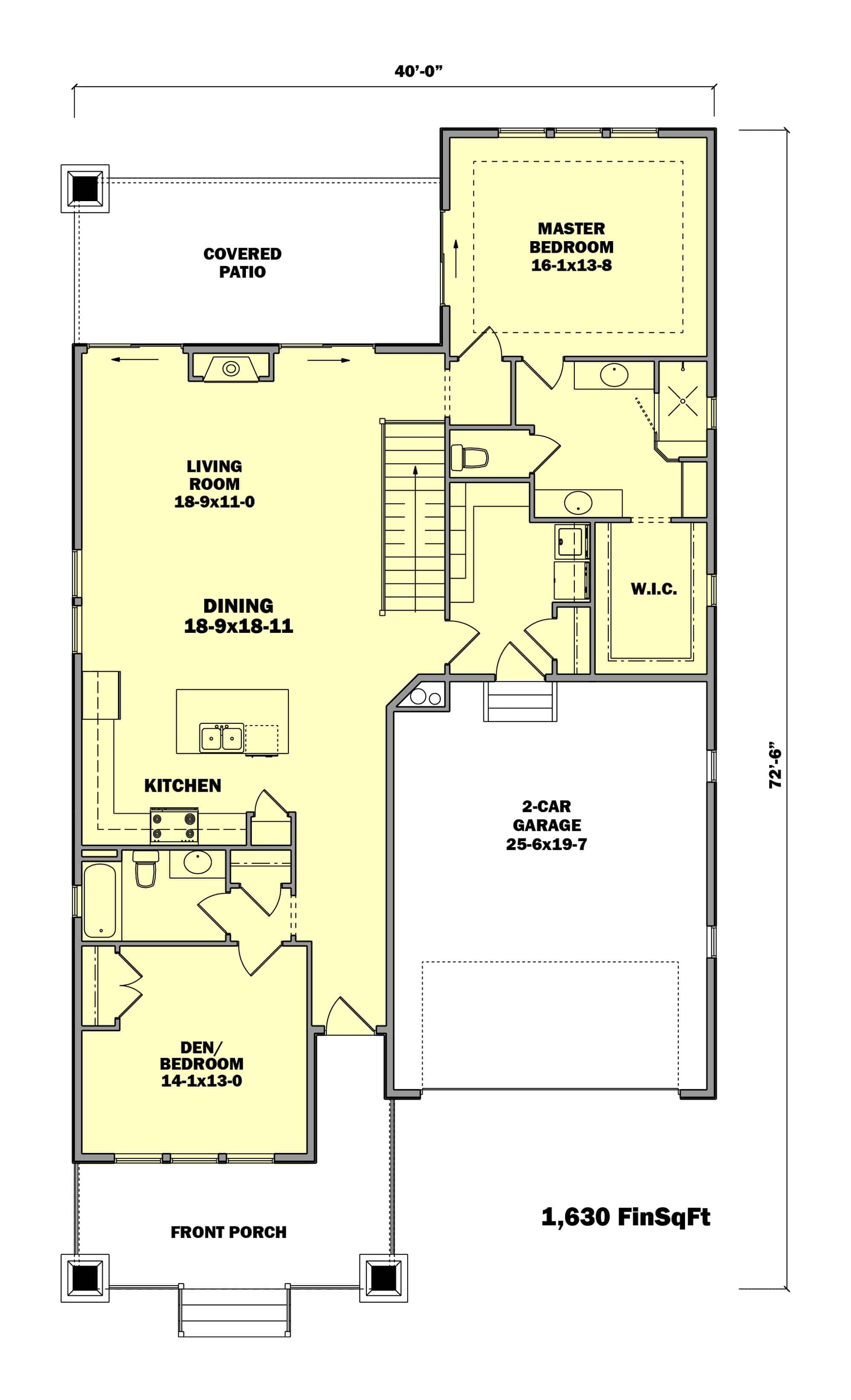 Main Level of Ranch Plan #161-1163