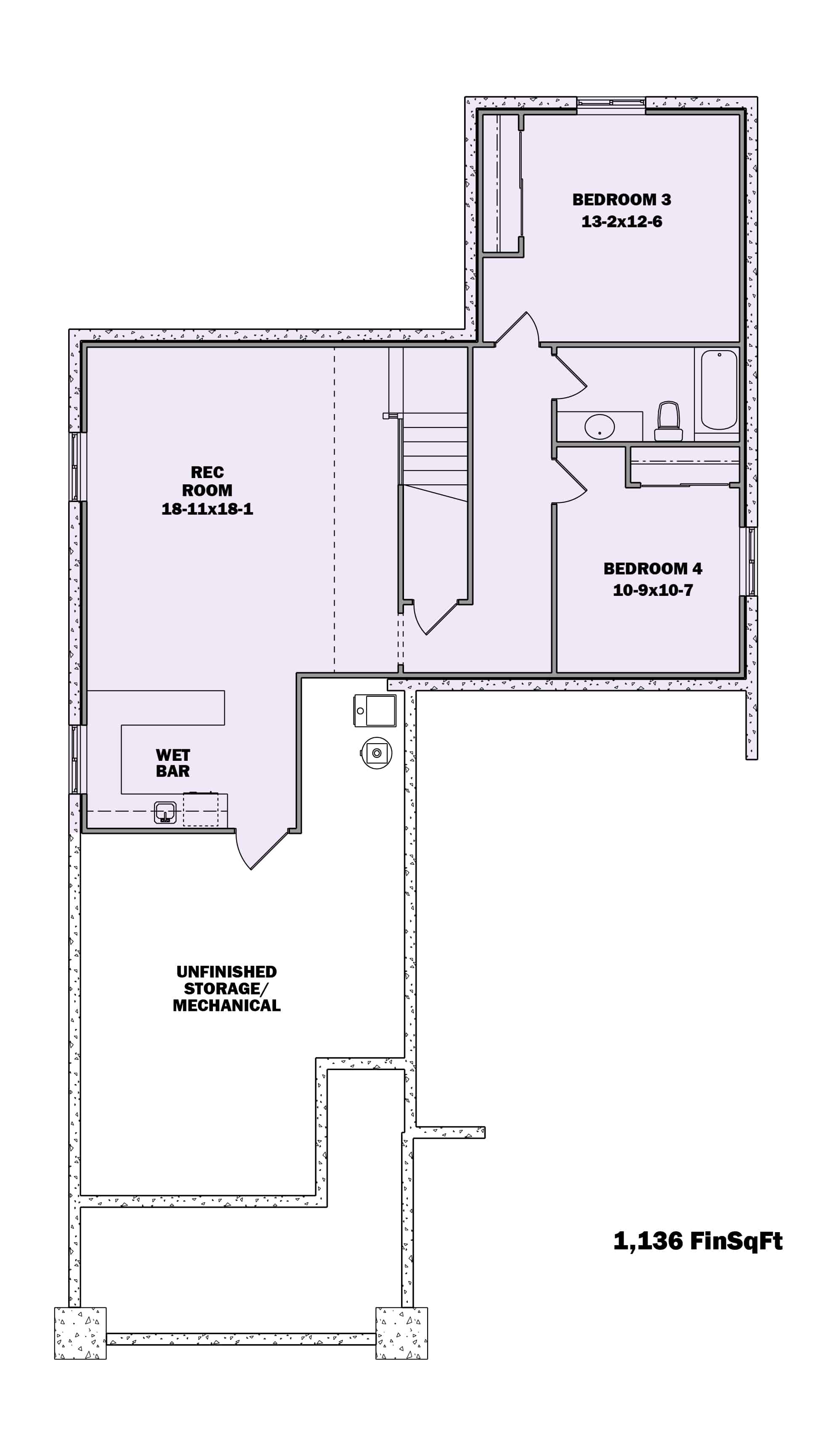 Basement of Ranch Plan #161-1163