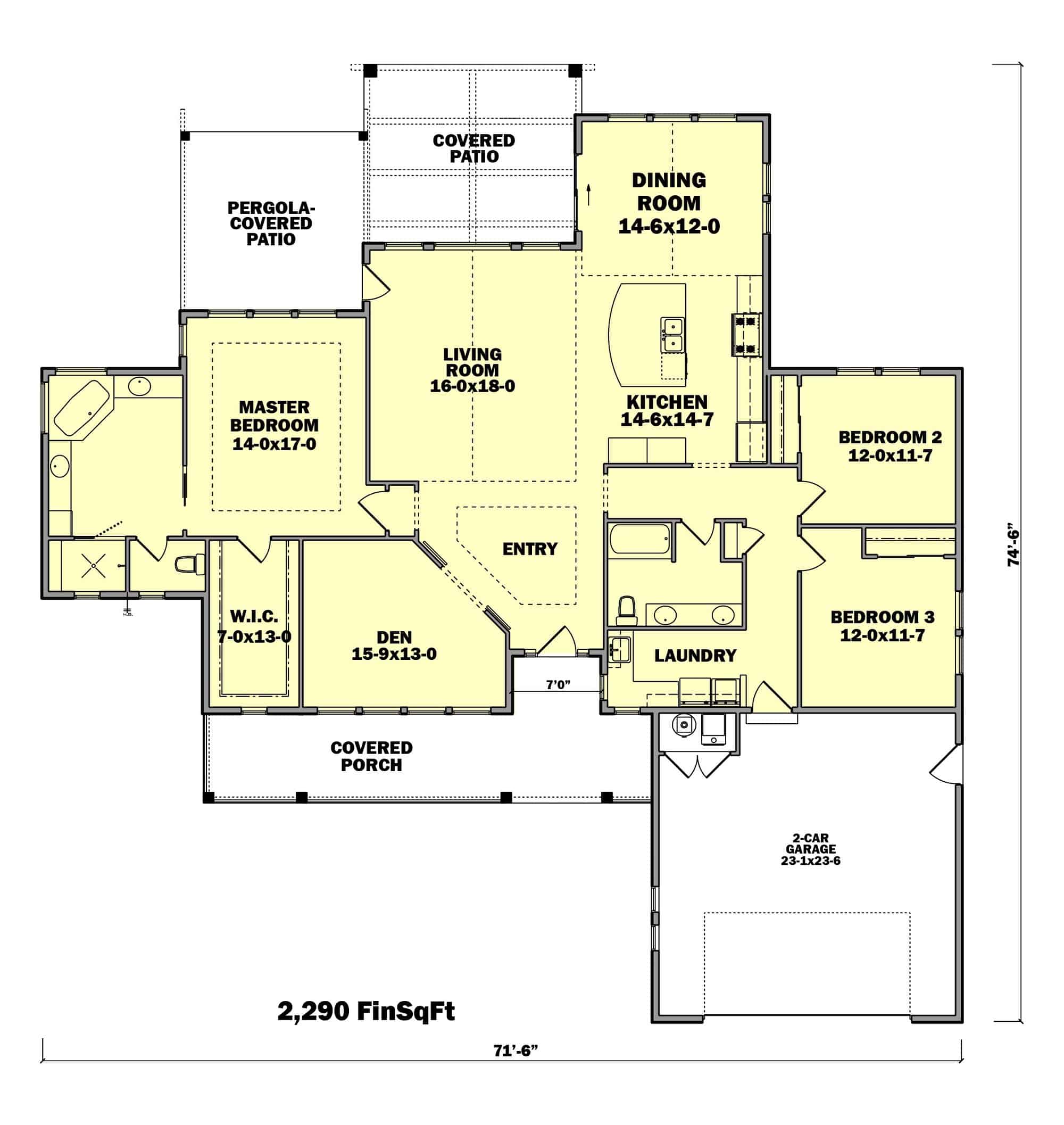 Main Level of Ranch Plan #161-1165