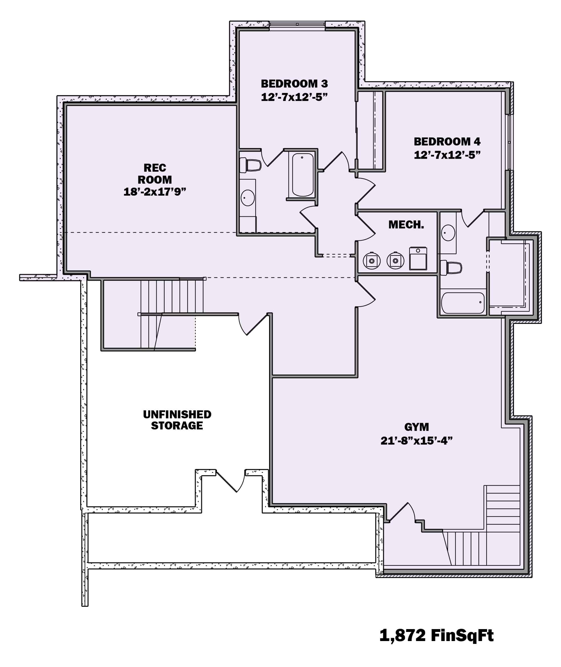 Basement of Ranch Plan #161-1166