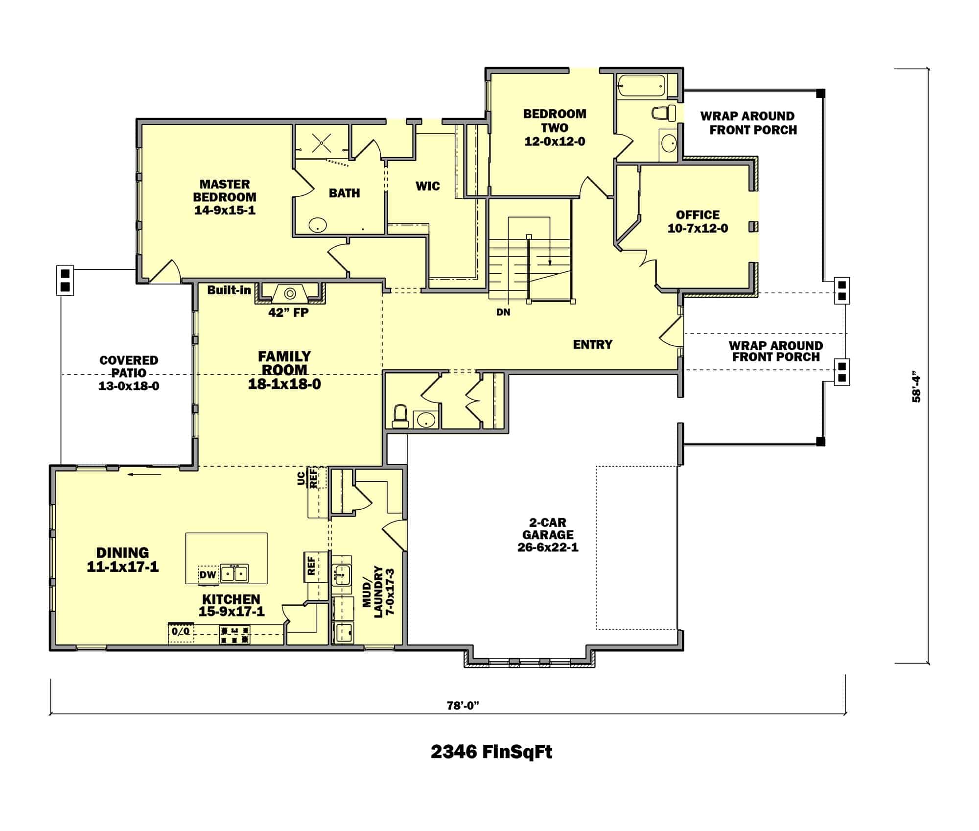 Main Level of Ranch Plan #161-1167