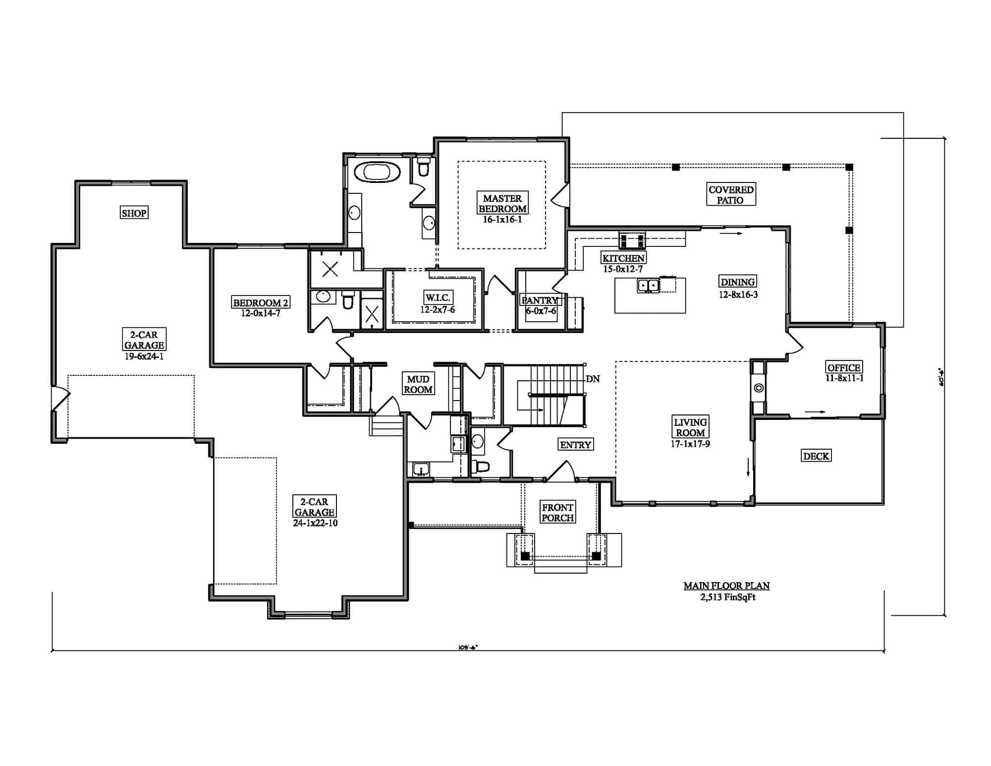 Main Level of Modern Plan #161-1170