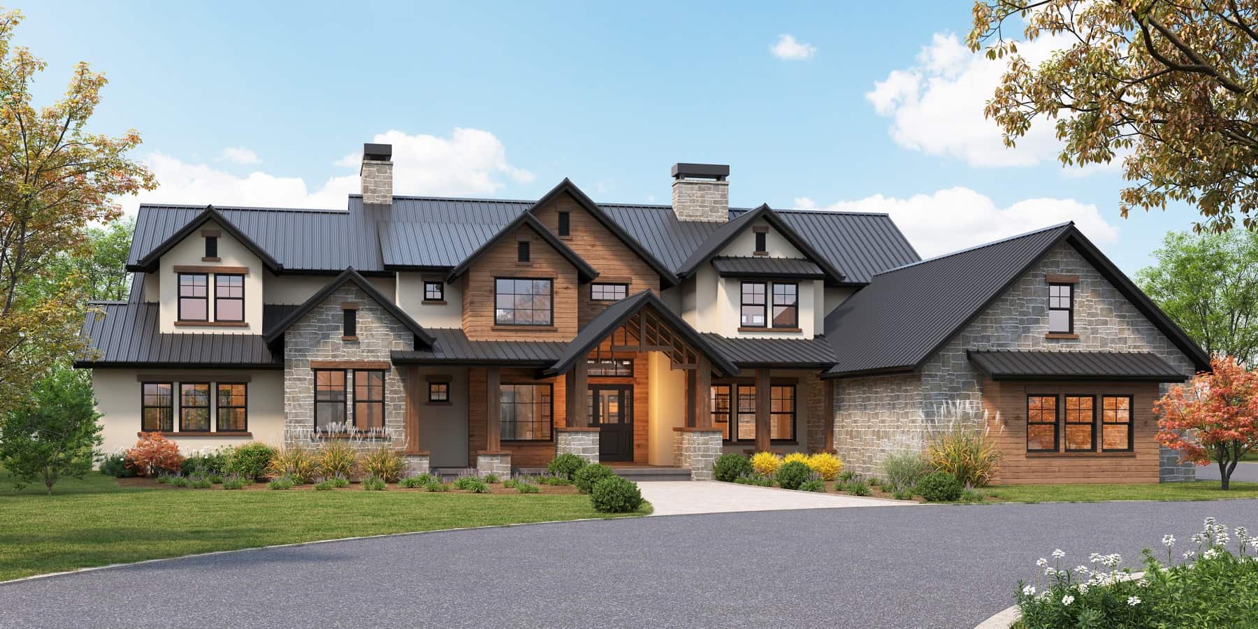 Front elevation of Contemporary home (ThePlanCollection: House Plan #161-1171)