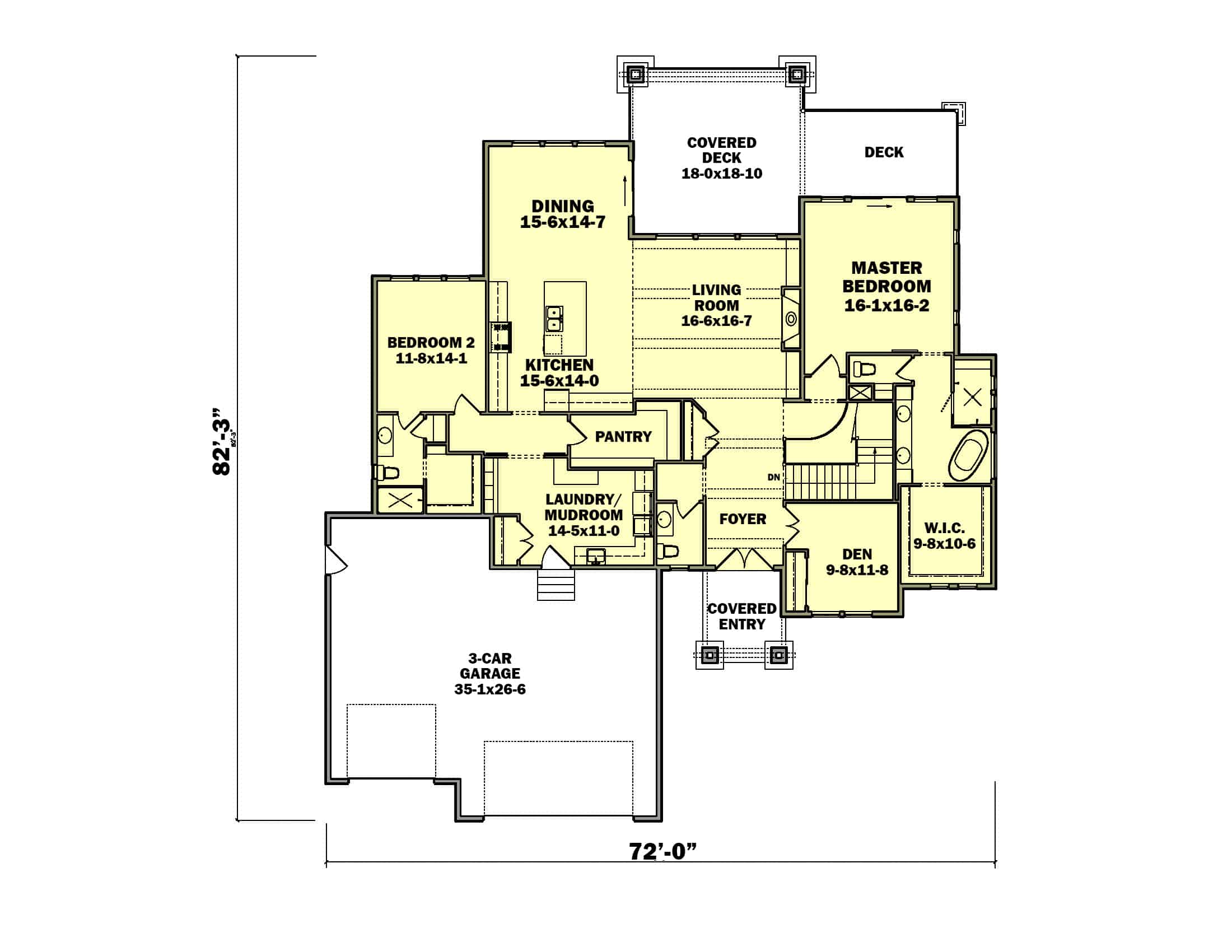 Main Level of Prairie Plan #161-1172