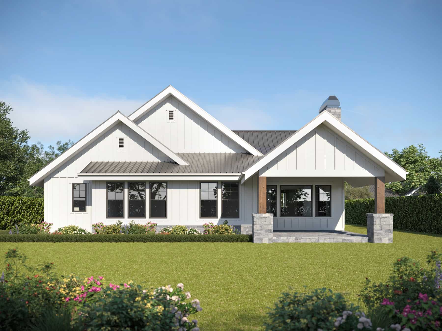 Rear View of this 2-Bedroom,2017 Sq Ft Plan -161-1173