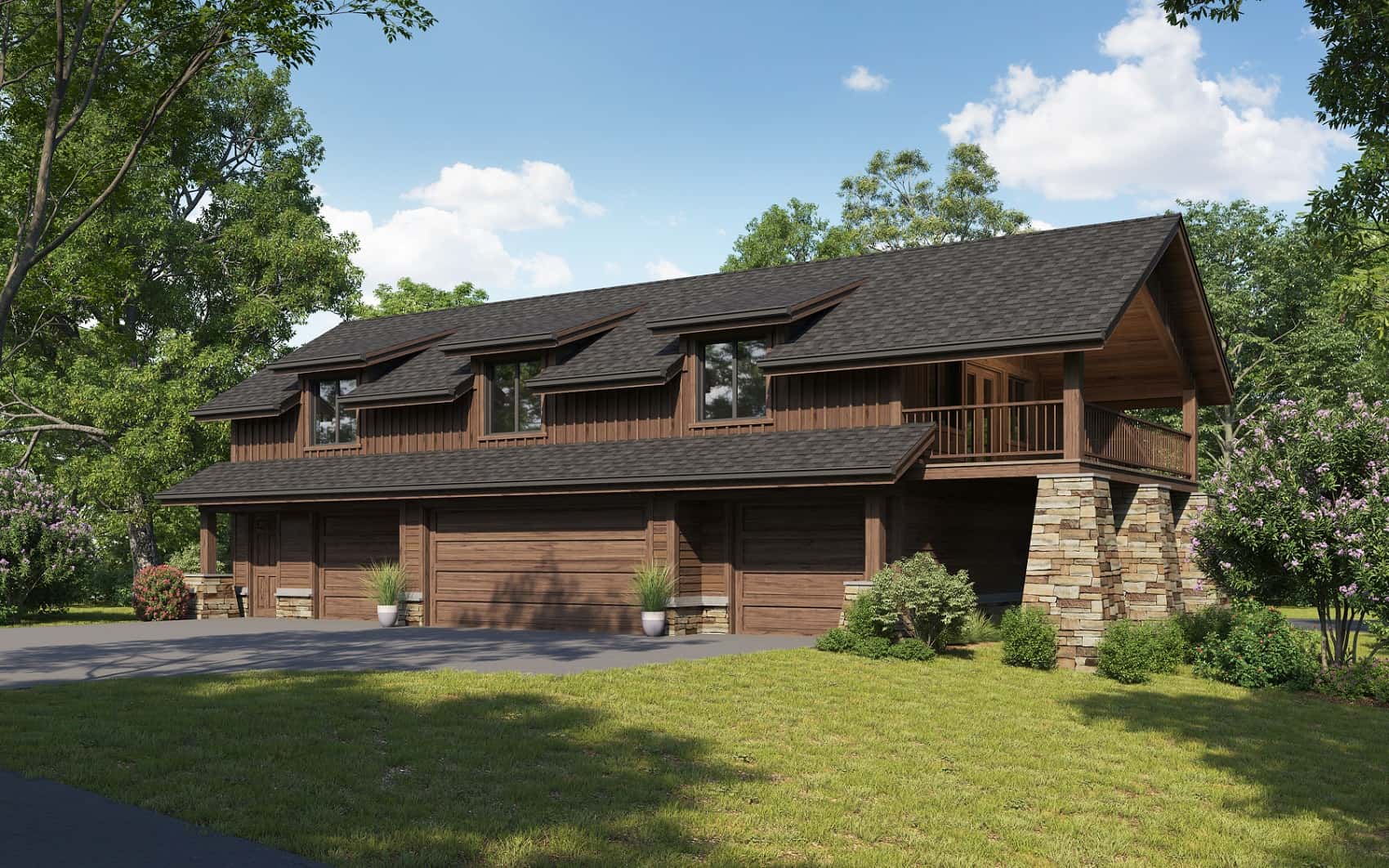 Front elevation of Log Cabin home (ThePlanCollection: House Plan #161-1174)