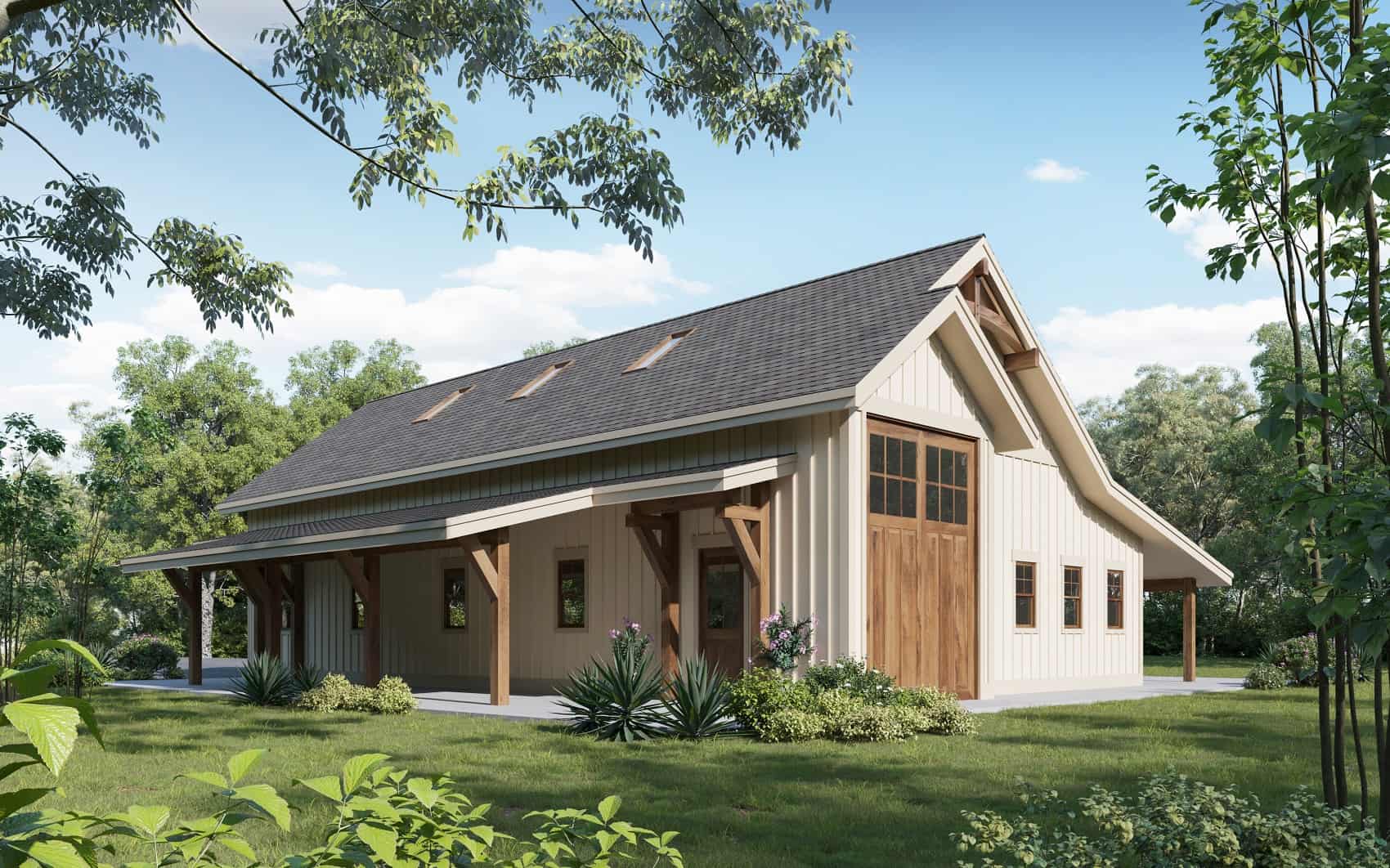Front elevation of Log Cabin home (ThePlanCollection: House Plan #161-1175)