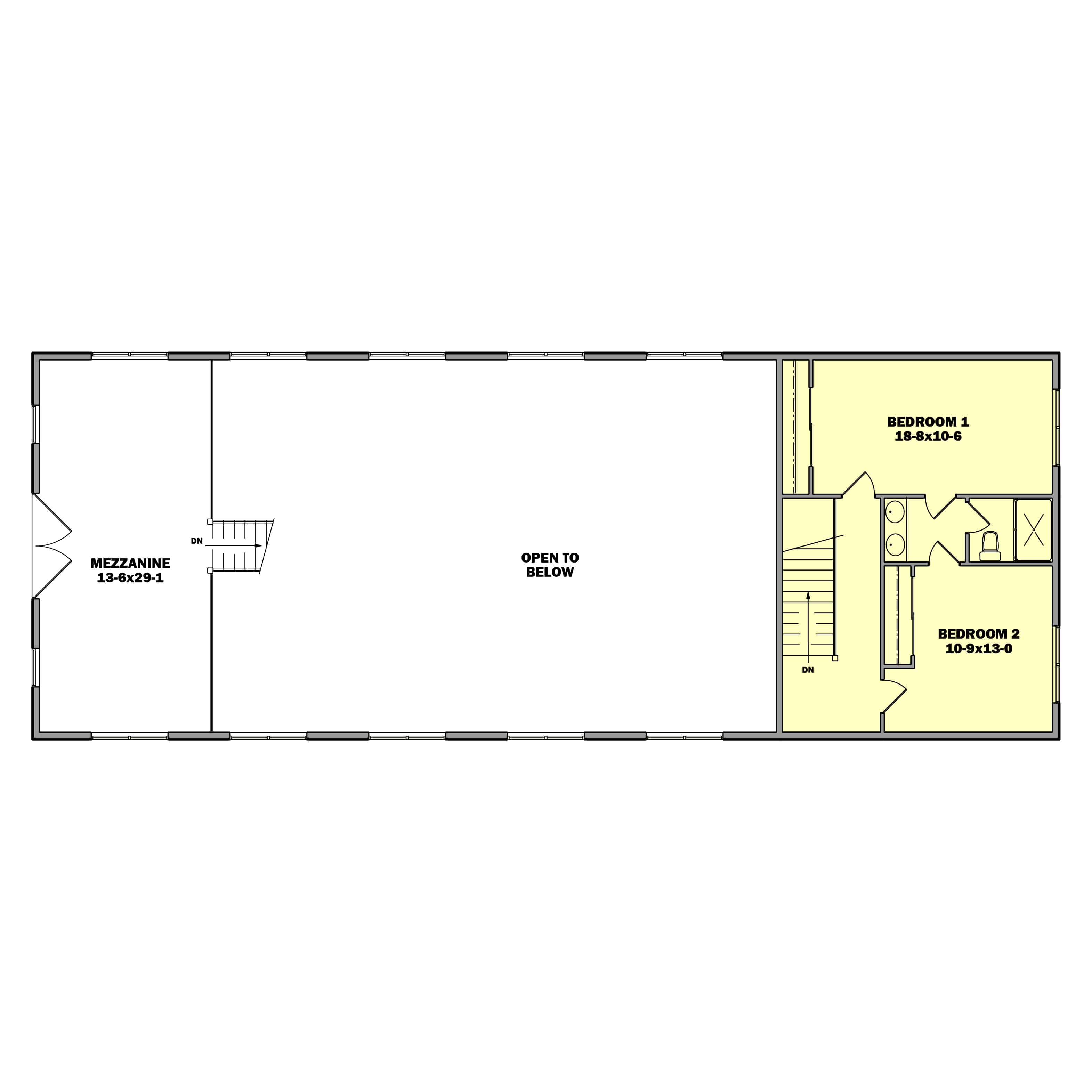 Upper Level of Barn Style Plan #161-1176