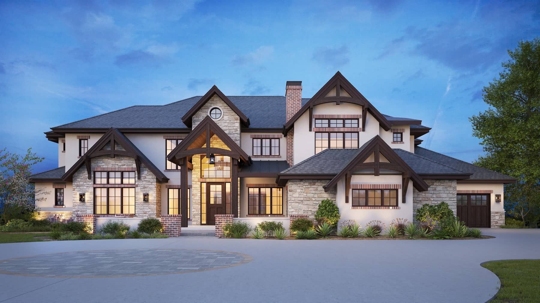 Front elevation of Luxury home (ThePlanCollection: House Plan #161-1177)