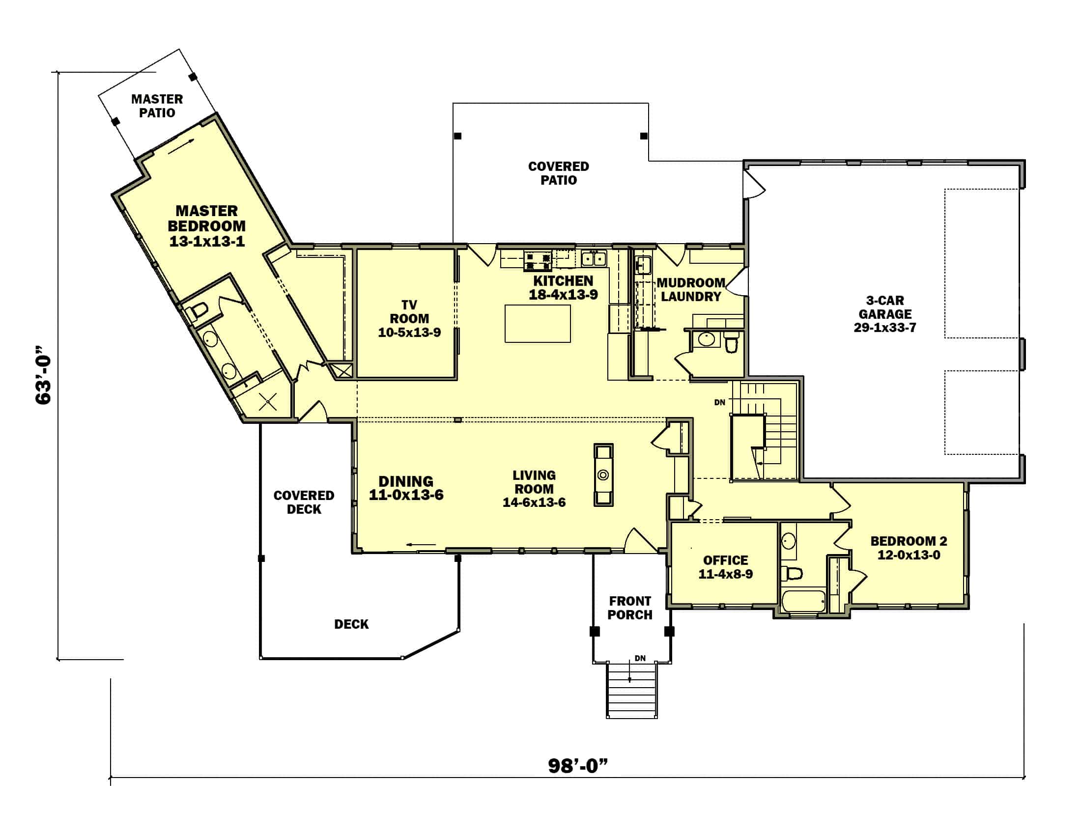 Main Level of Luxury Plan #161-1179