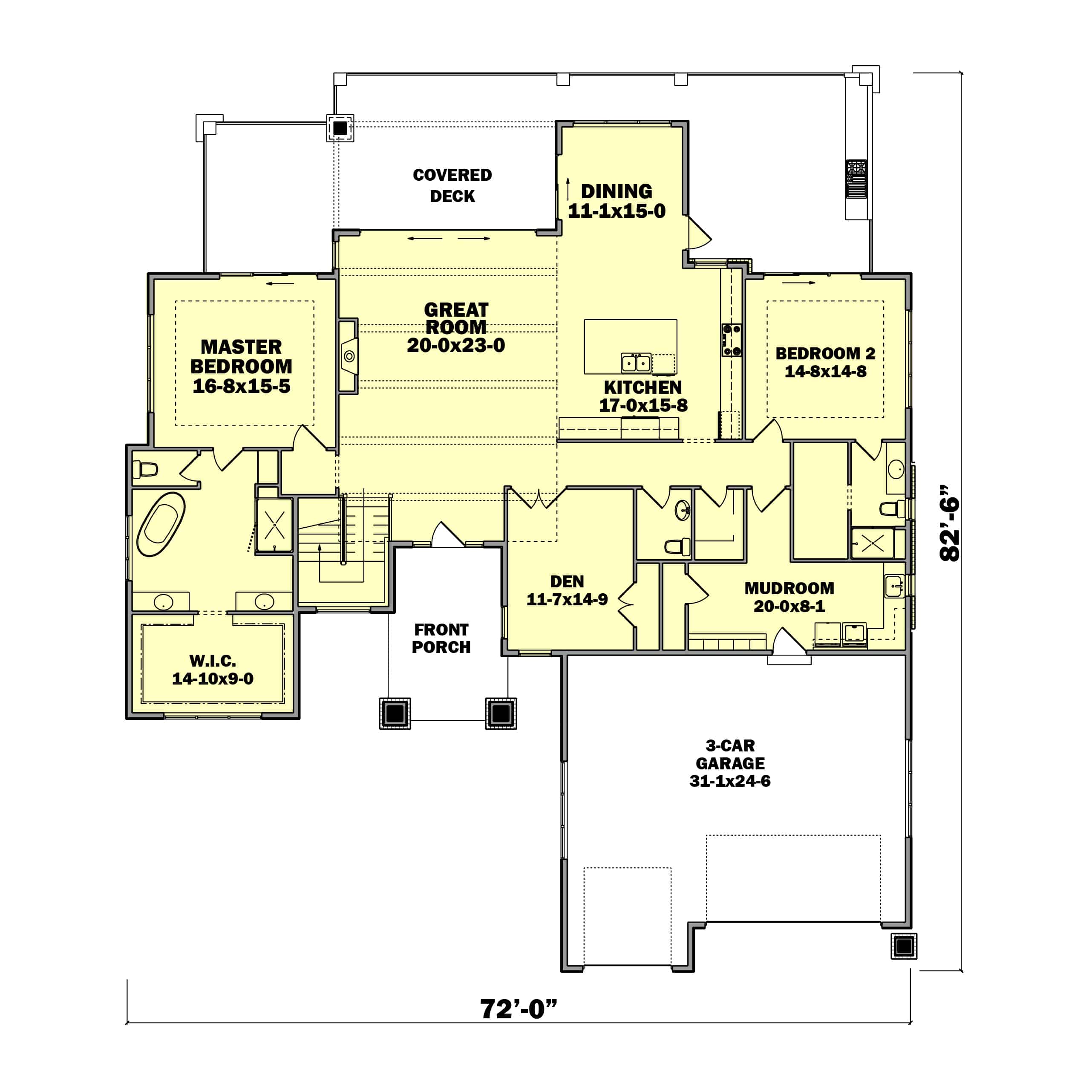 Main Level of Contemporary Plan #161-1181