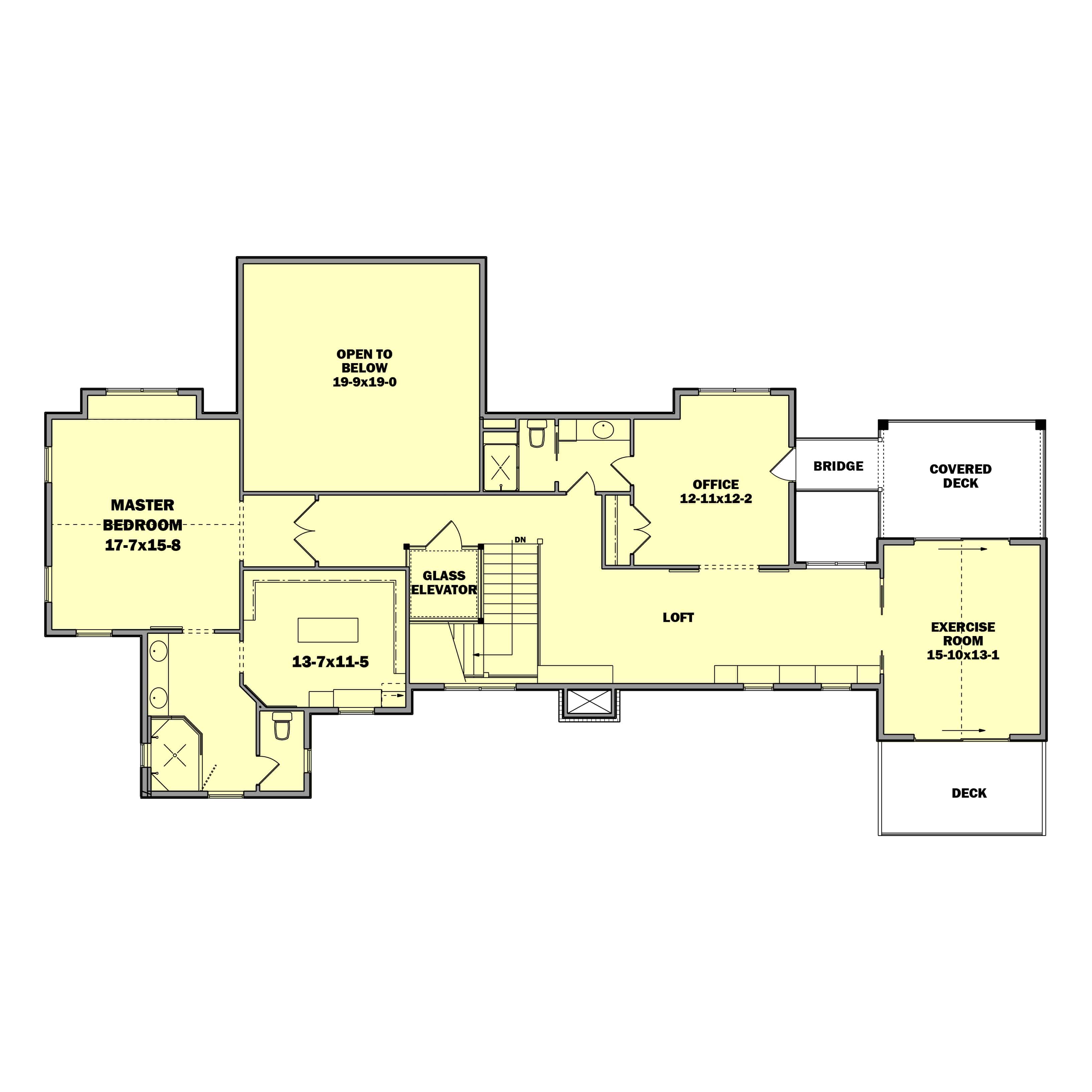 Upper Level of Contemporary Plan #161-1182