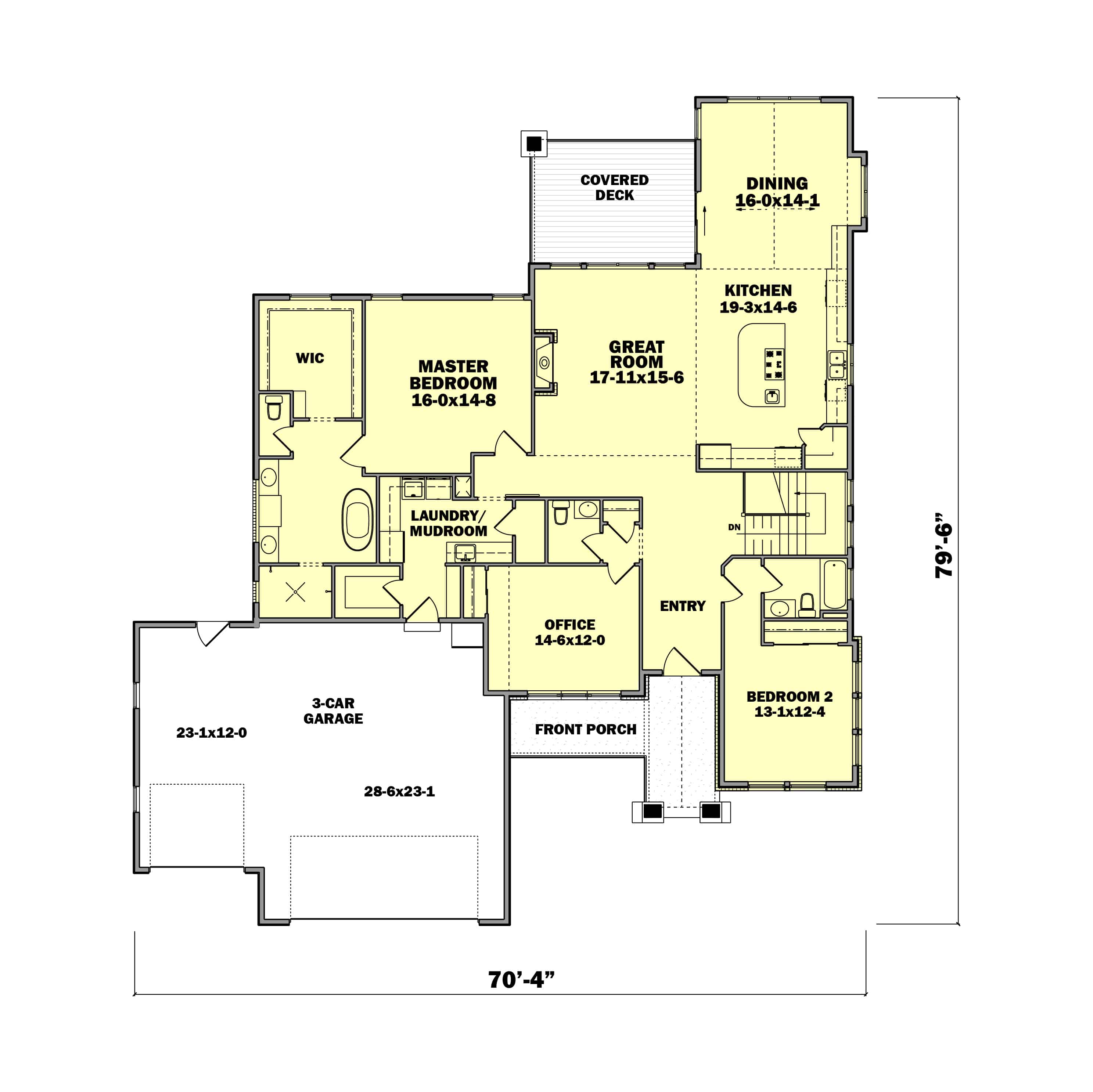 Main Level of Contemporary Plan #161-1183