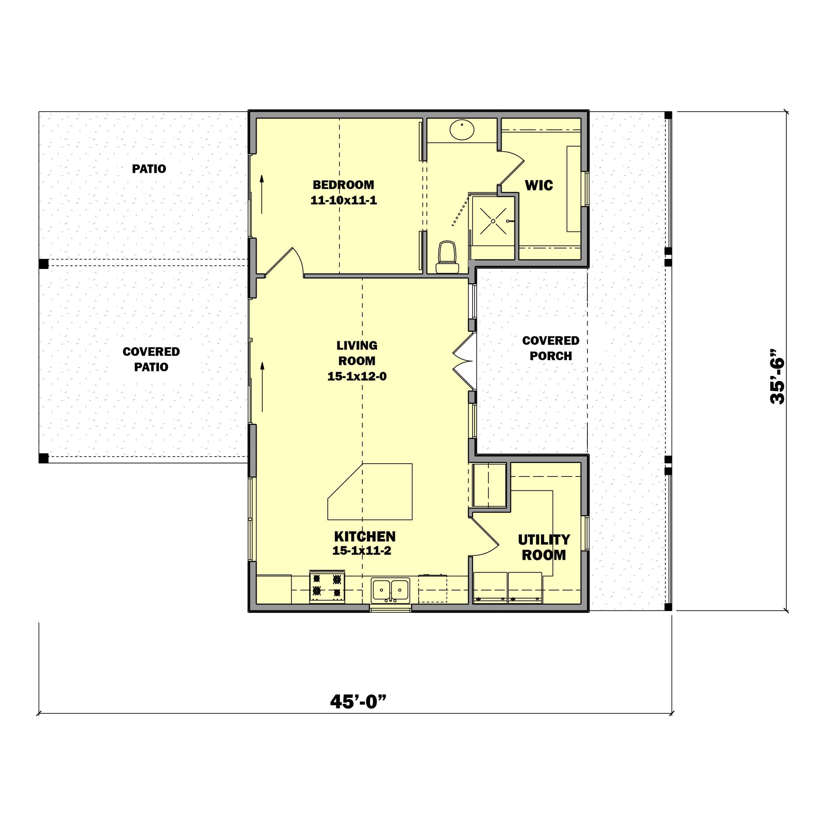 Main Level of Small House Plans #161-1186