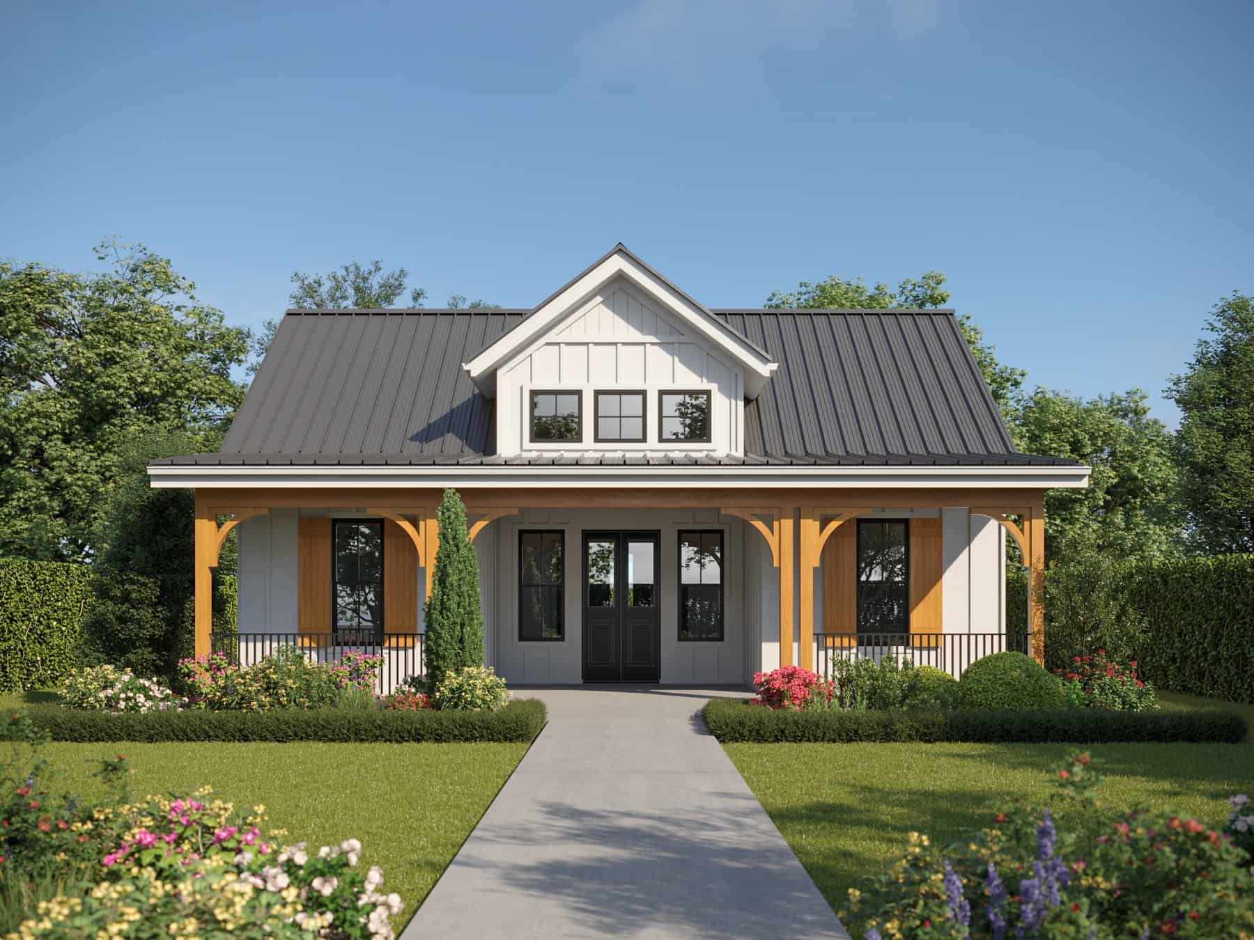Front elevation of Small House Plans home (ThePlanCollection: House Plan #161-1186)