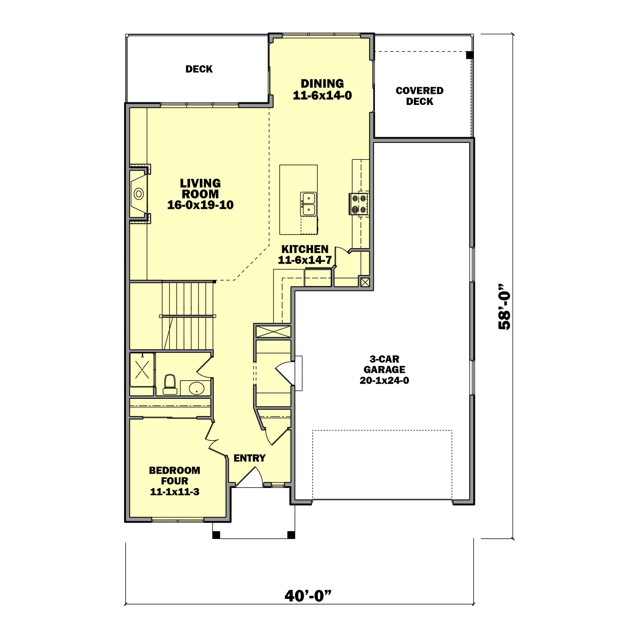 Main Level of Contemporary Plan #161-1189