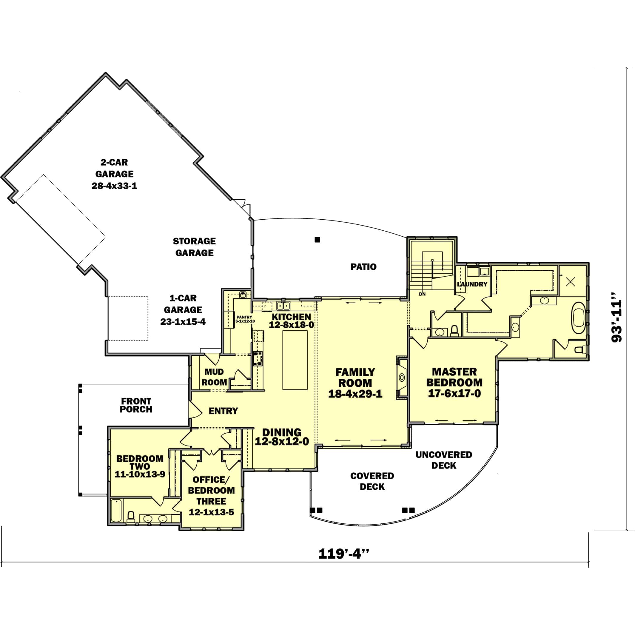 Main Level of Contemporary Plan #161-1192